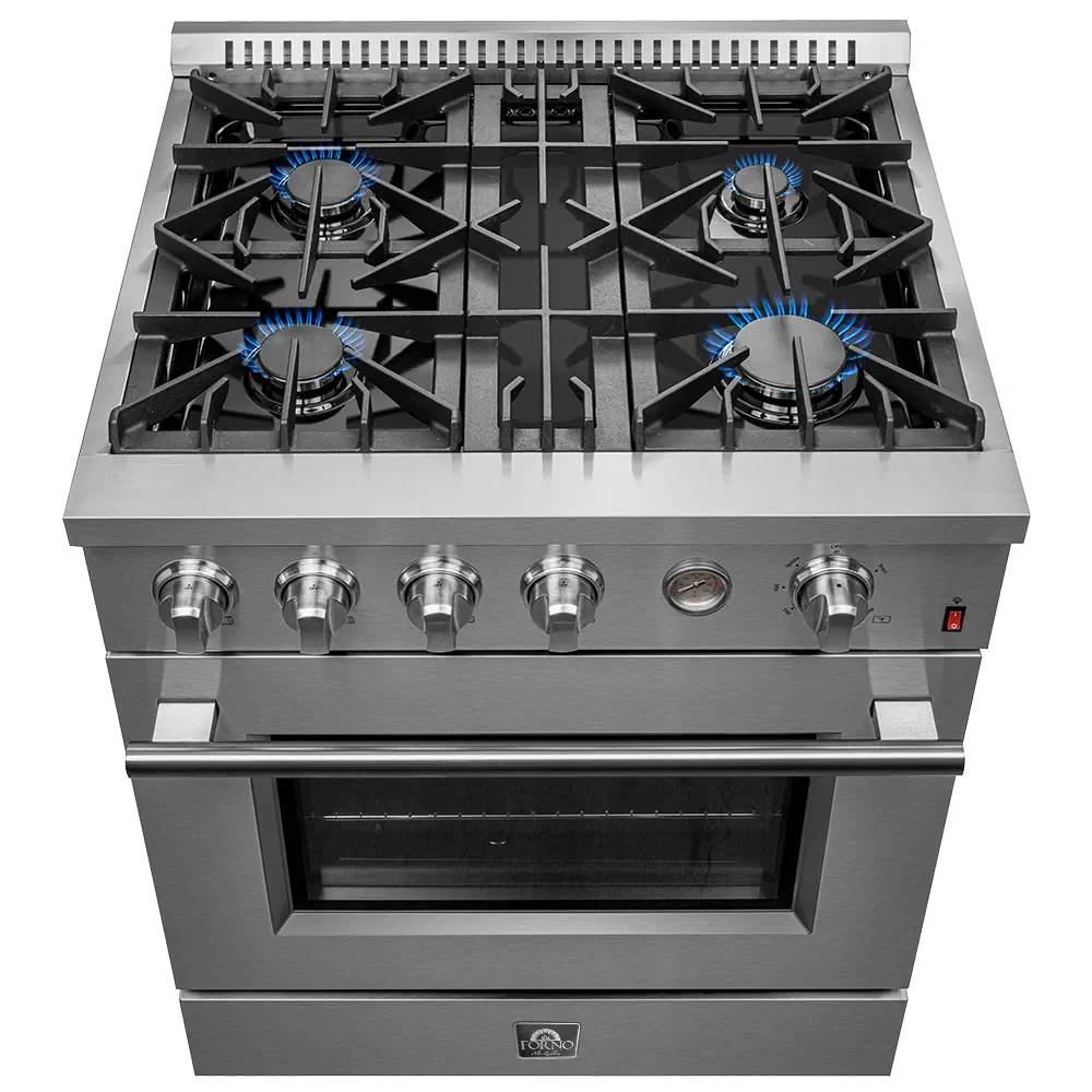 Forno Marco 30-inch Gas Range with 4 Burners and 4.32 Cu.ft. Convection Oven in Stainless Steel (FFSGS6277-30) - Image 3