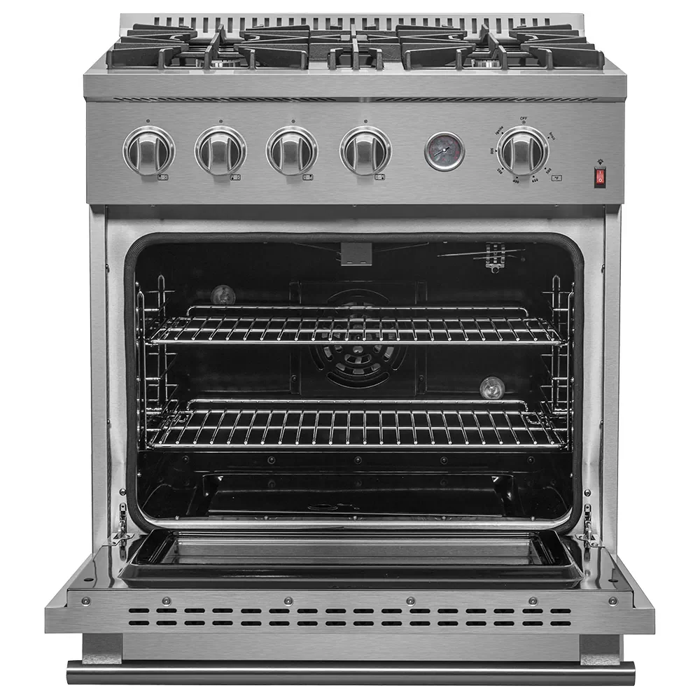 Forno Marco 30-inch Gas Range with 4 Burners and 4.32 Cu.ft. Convection Oven in Stainless Steel (FFSGS6277-30) - Image 4