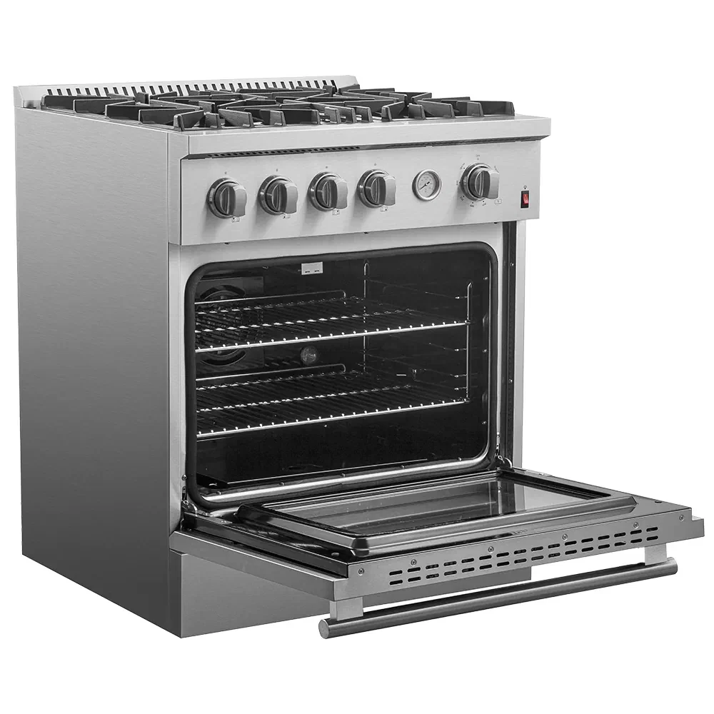 Forno Marco 30-inch Gas Range with 4 Burners and 4.32 Cu.ft. Convection Oven in Stainless Steel (FFSGS6277-30) - Image 9