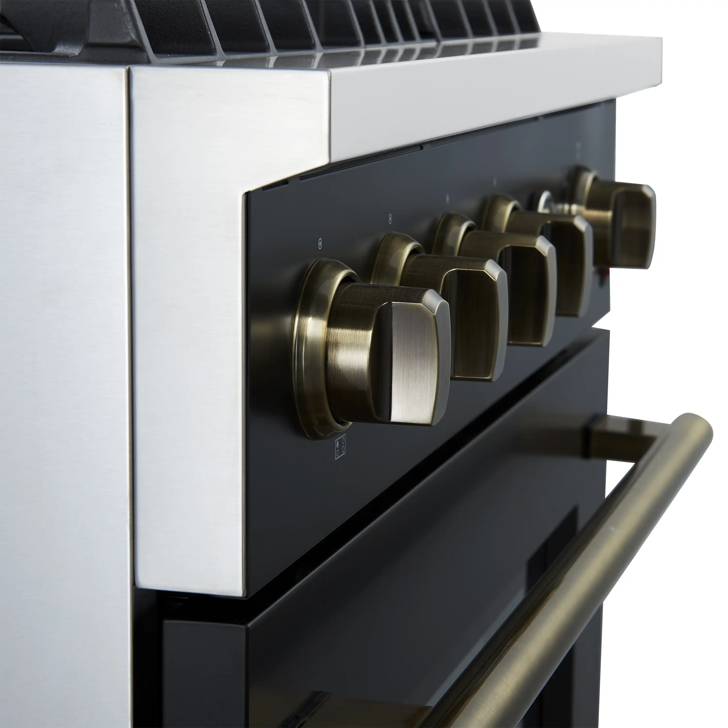 Forno Marco 30-Inch Gas Range with 4 Burners and 4.32 Cu.Ft. Convection Oven in Black with Antique Brass Trim (FFSGS6277-30BLK) - Image 3