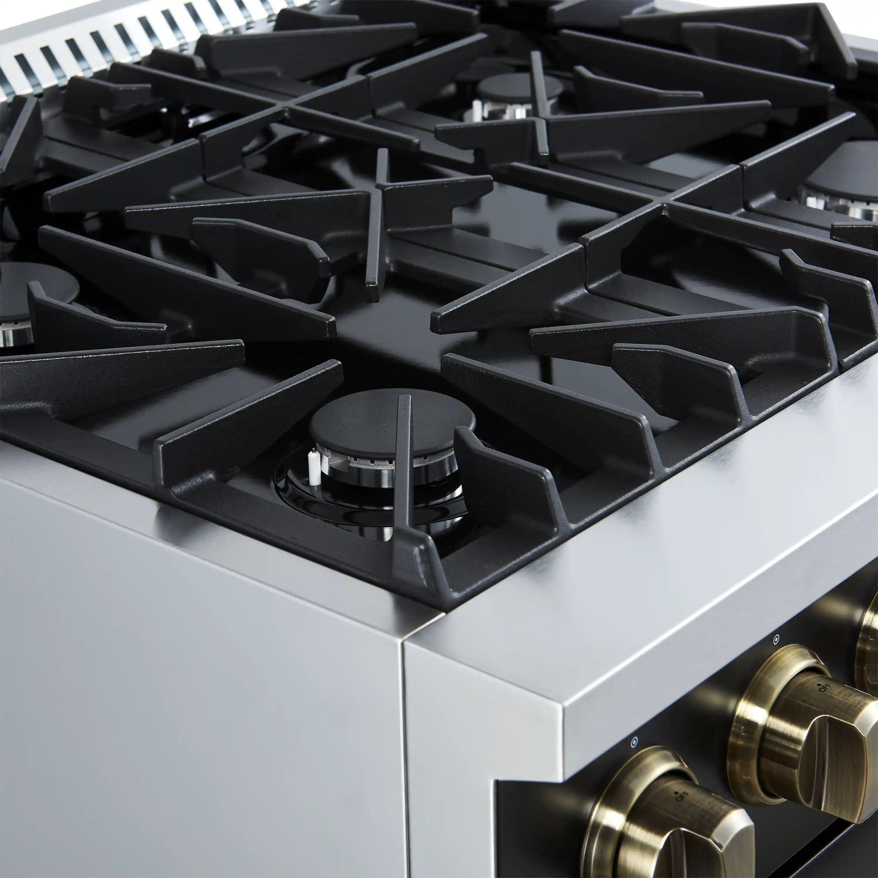 Forno Marco 30-Inch Gas Range with 4 Burners and 4.32 Cu.Ft. Convection Oven in Black with Antique Brass Trim (FFSGS6277-30BLK) - Image 4