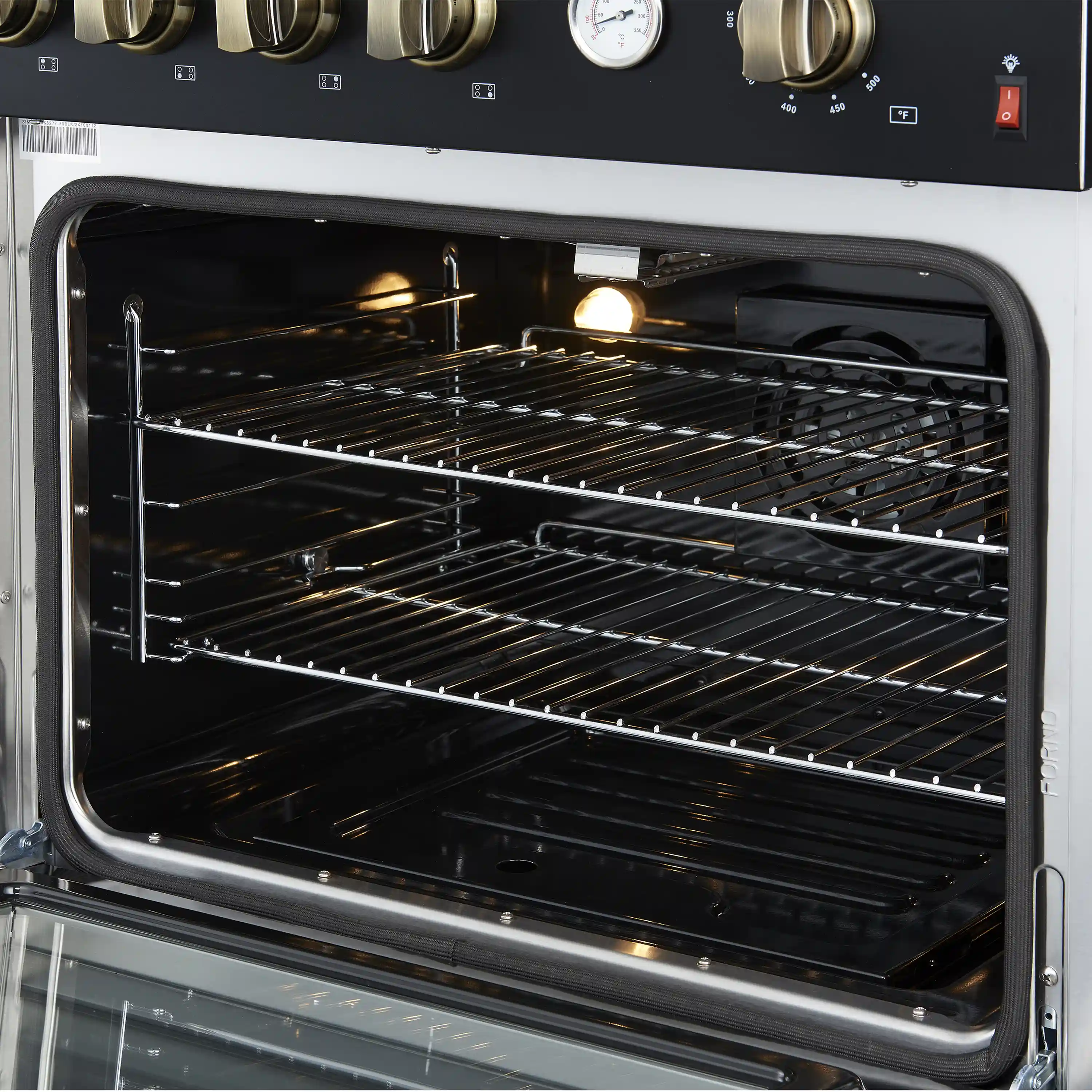 Forno Marco 30-Inch Gas Range with 4 Burners and 4.32 Cu.Ft. Convection Oven in Black with Antique Brass Trim (FFSGS6277-30BLK) - Image 7