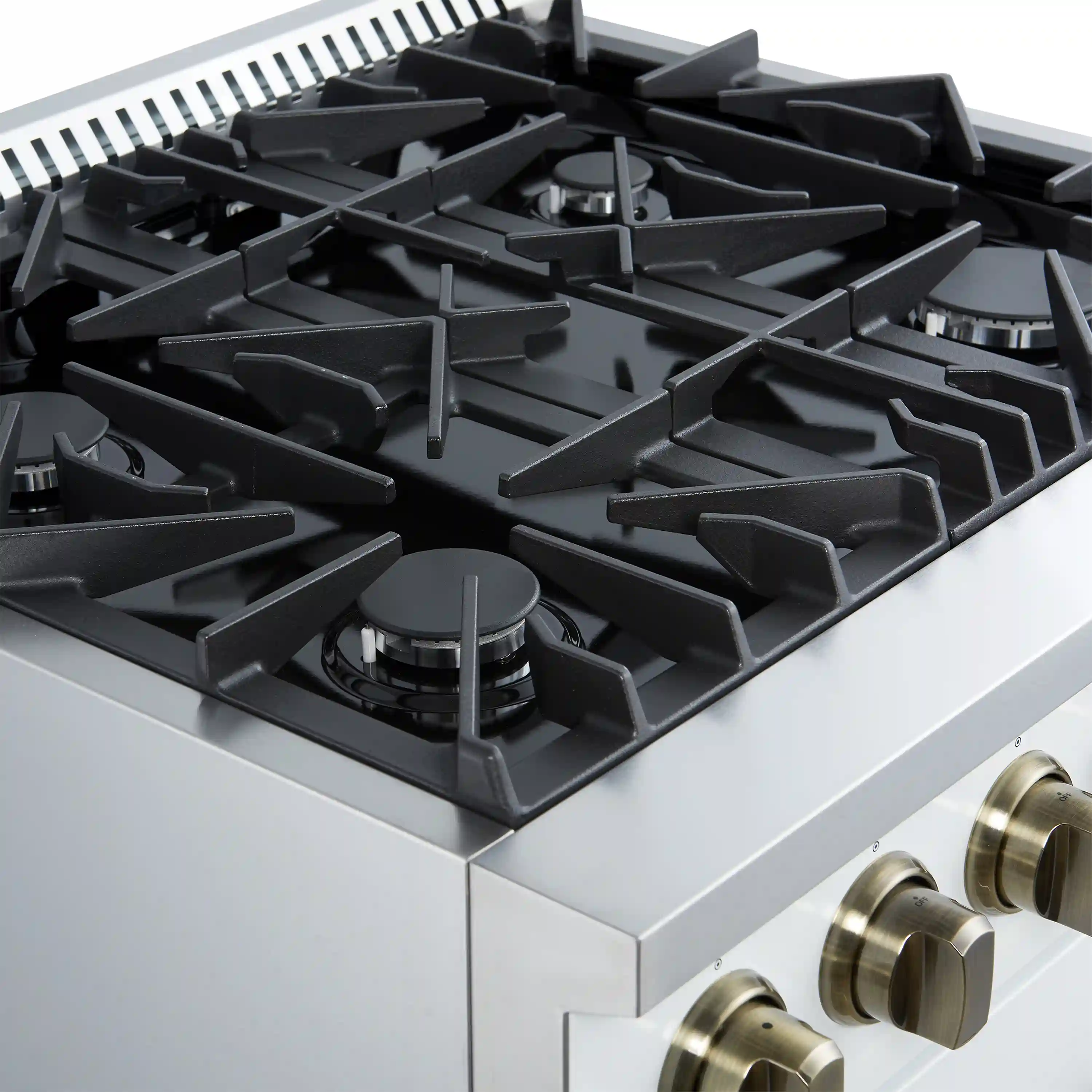 Forno Marco 30-Inch Gas Range with 4 Burners and 4.32 Cu.Ft. Convection Oven in White with Antique Brass Trim (FFSGS6277-30WHT) - Image 4