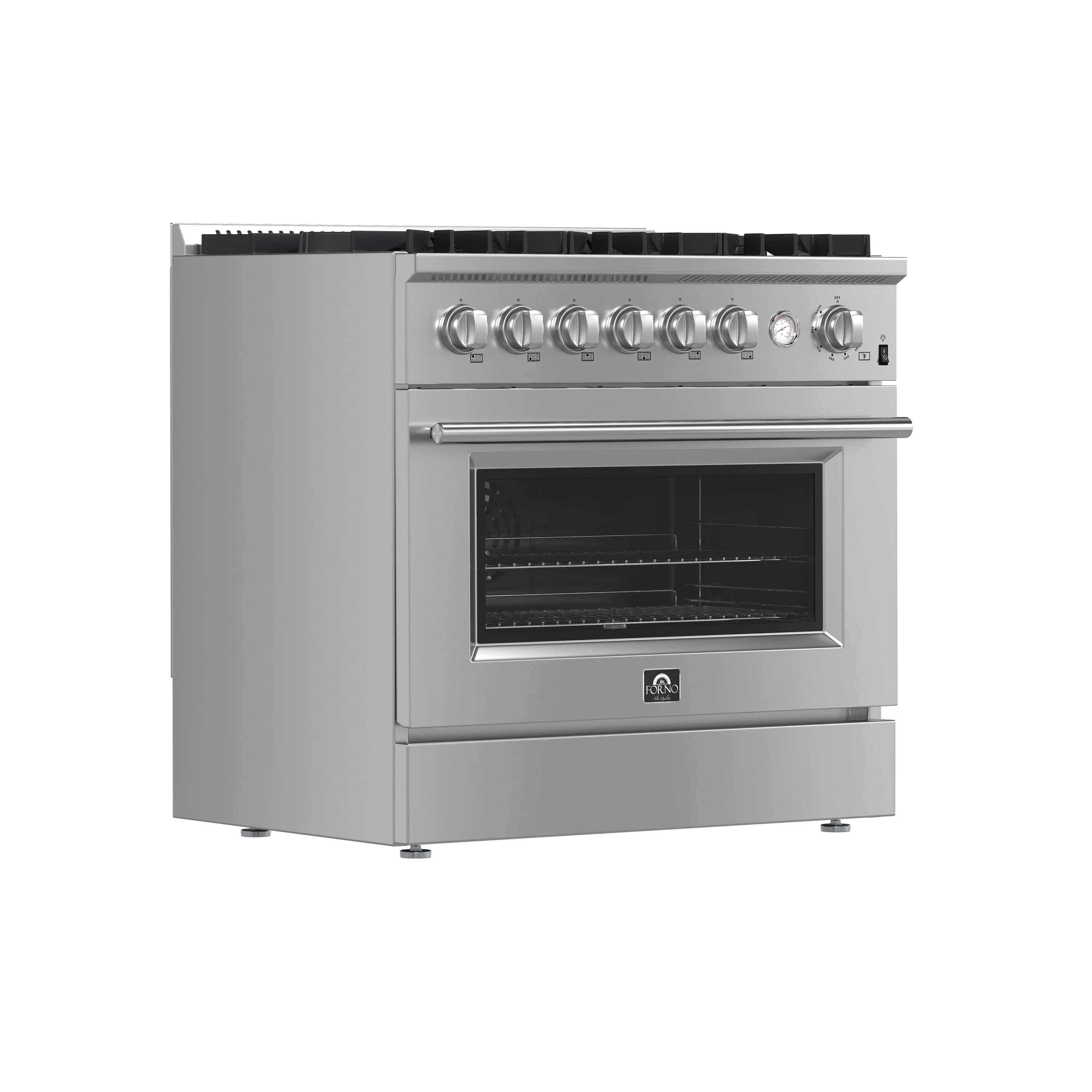 Forno Marco 36-Inch Gas Range 6 Gas Burners, 5.36 cu.ft. Convection Oven and Temperature Gauge in Stainless Steel (FFSGS6277-36) - Image 3