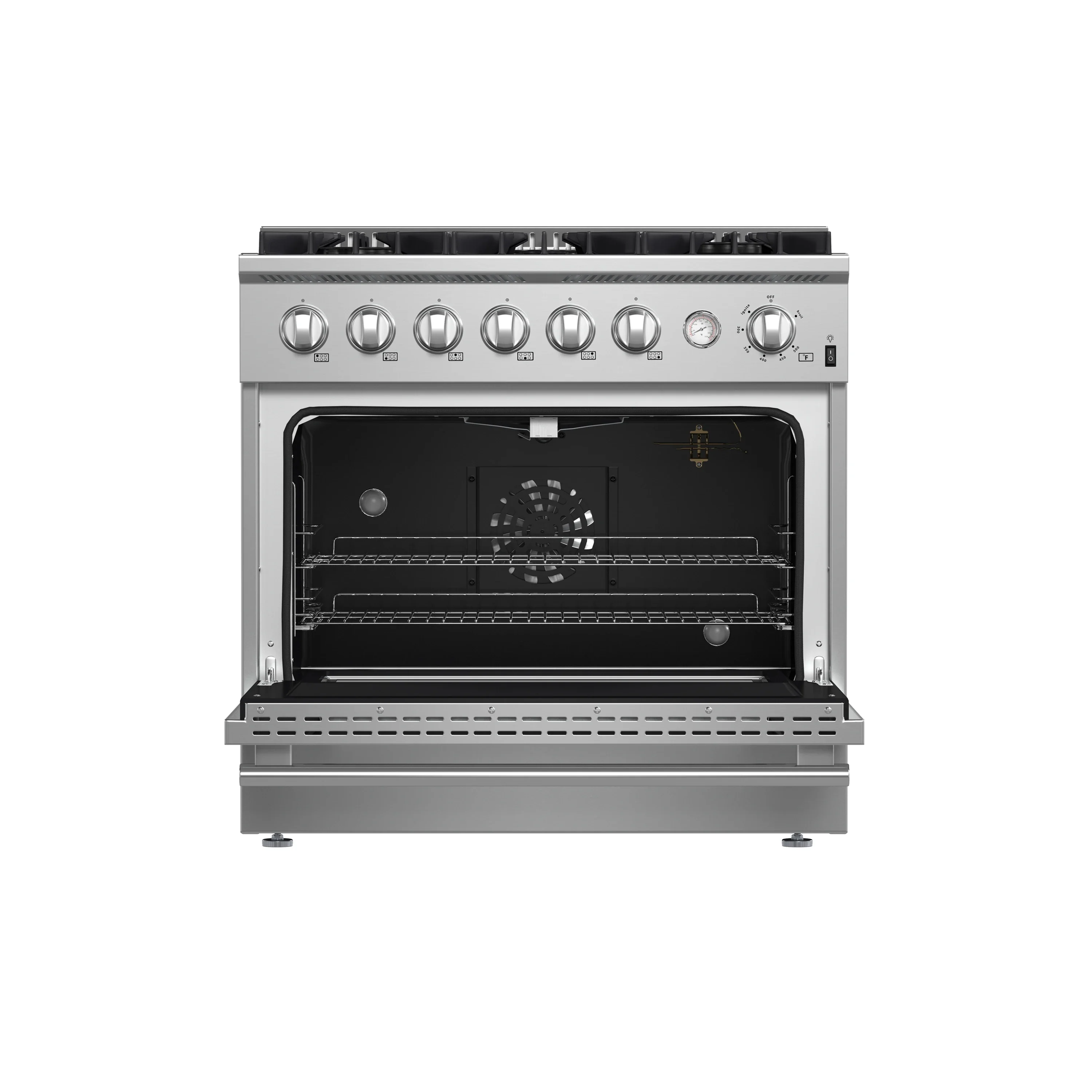 Forno Marco 36-Inch Gas Range 6 Gas Burners, 5.36 cu.ft. Convection Oven and Temperature Gauge in Stainless Steel (FFSGS6277-36) - Image 4
