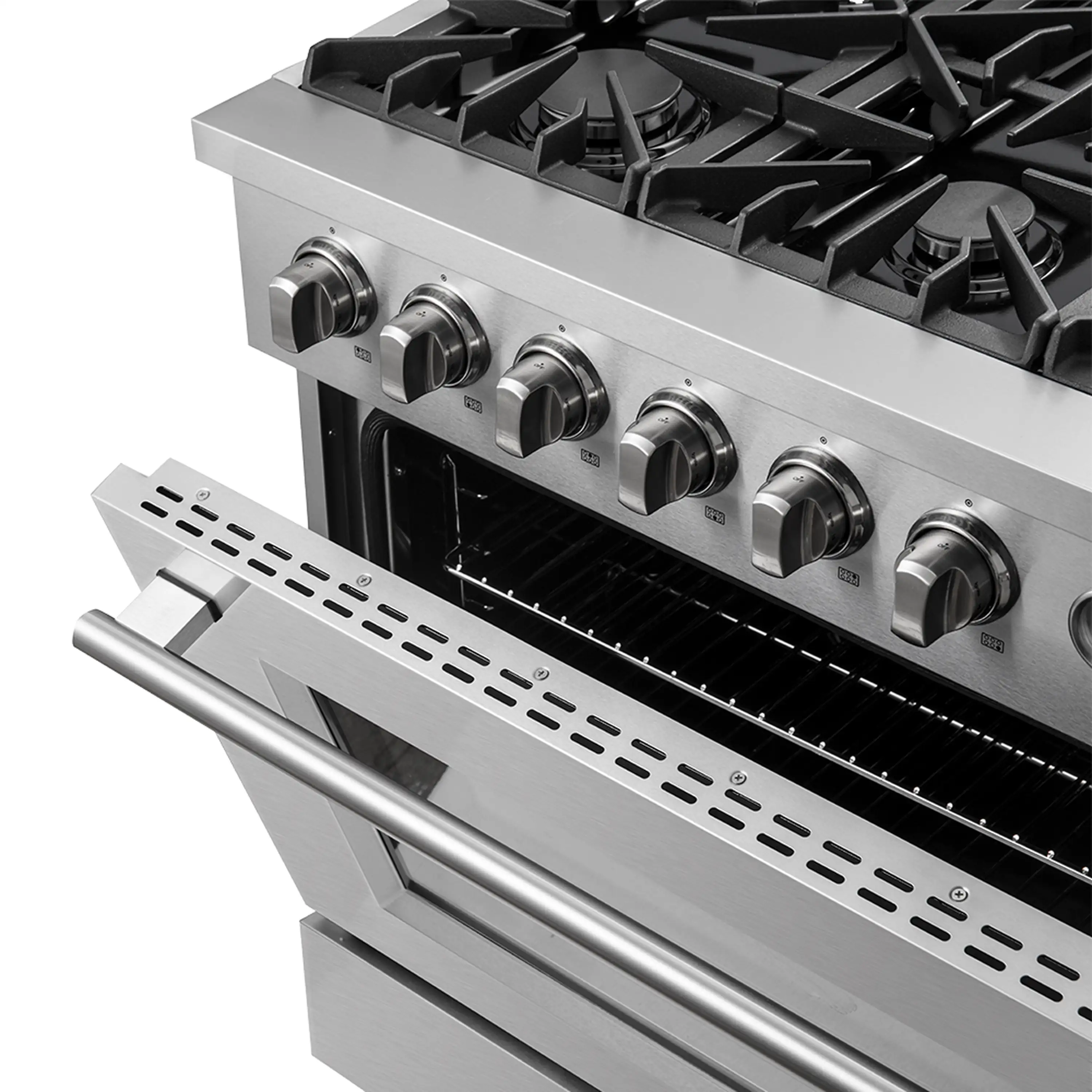 Forno Marco 36-Inch Gas Range 6 Gas Burners, 5.36 cu.ft. Convection Oven and Temperature Gauge in Stainless Steel (FFSGS6277-36) - Image 7