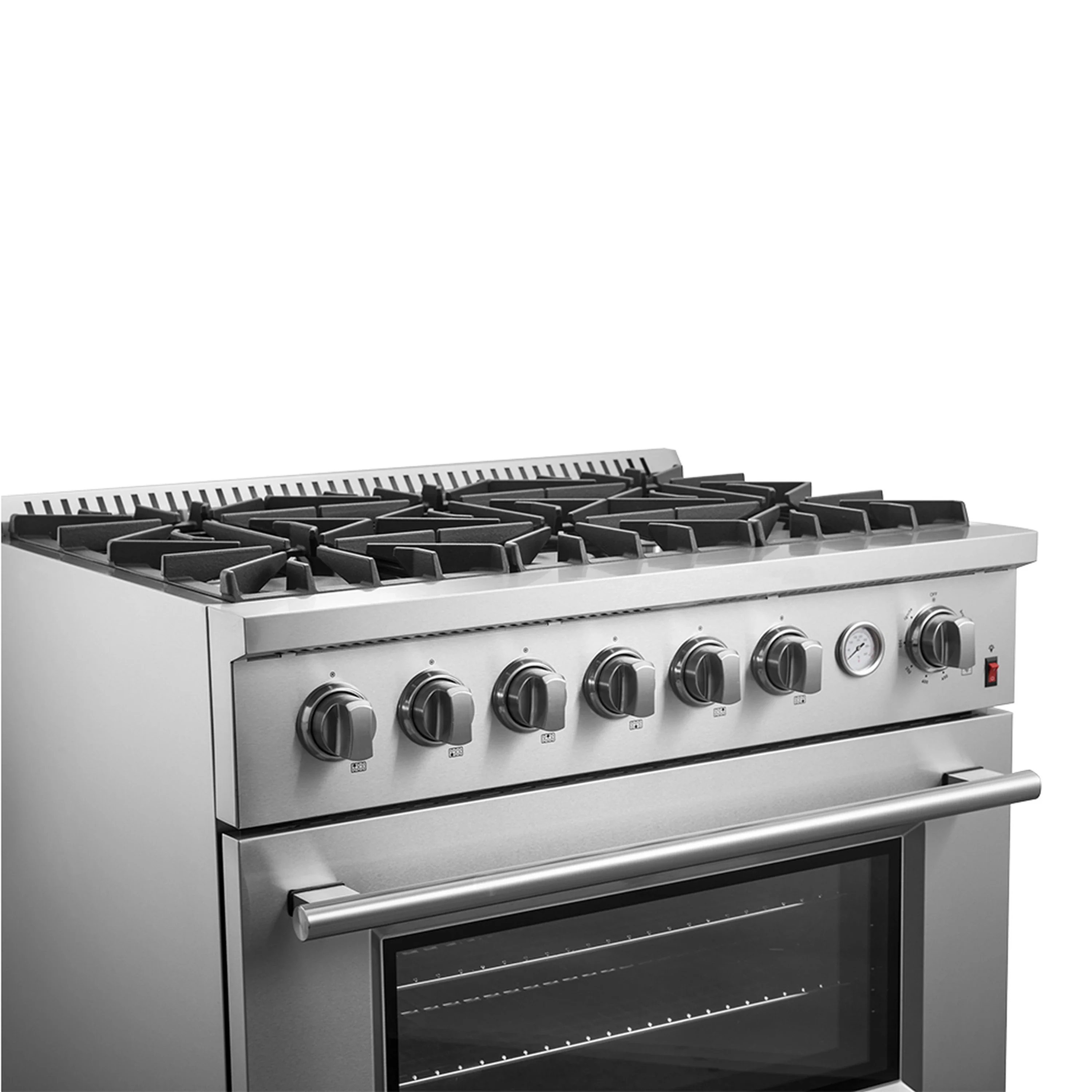 Forno Marco 36-Inch Gas Range 6 Gas Burners, 5.36 cu.ft. Convection Oven and Temperature Gauge in Stainless Steel (FFSGS6277-36) - Image 8