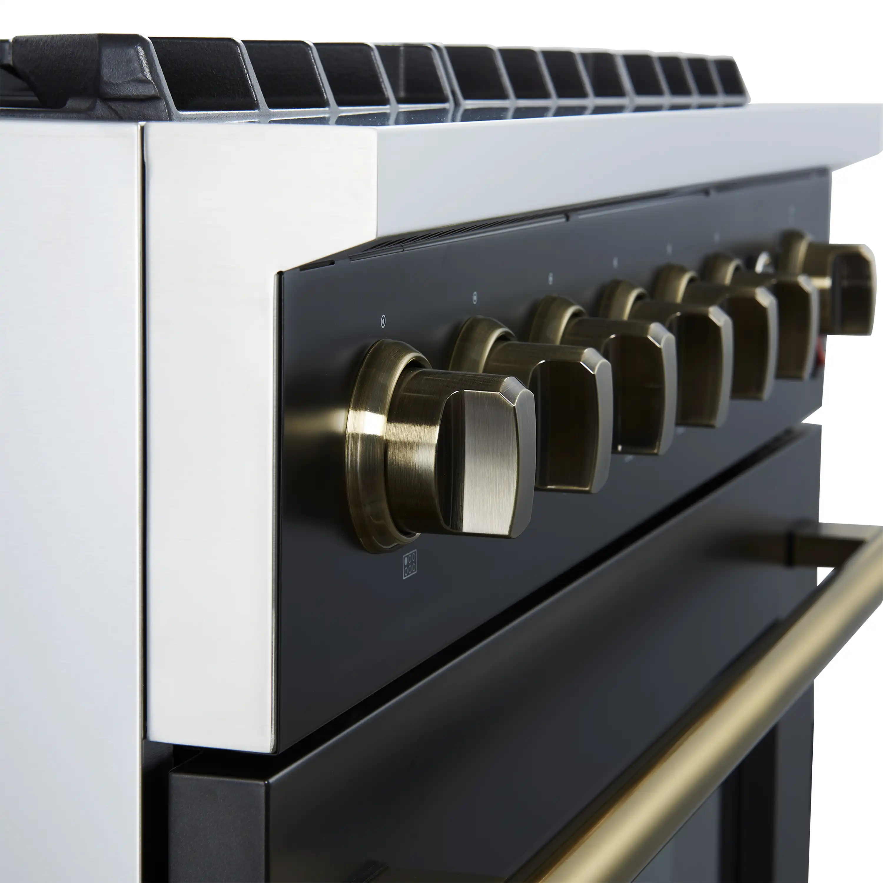 Forno Marco 36-Inch Gas Range with 6 Burners and 5.36 Cu.Ft. Convection Oven in Black with Antique Brass Trim (FFSGS6277-36BLK) - Image 3