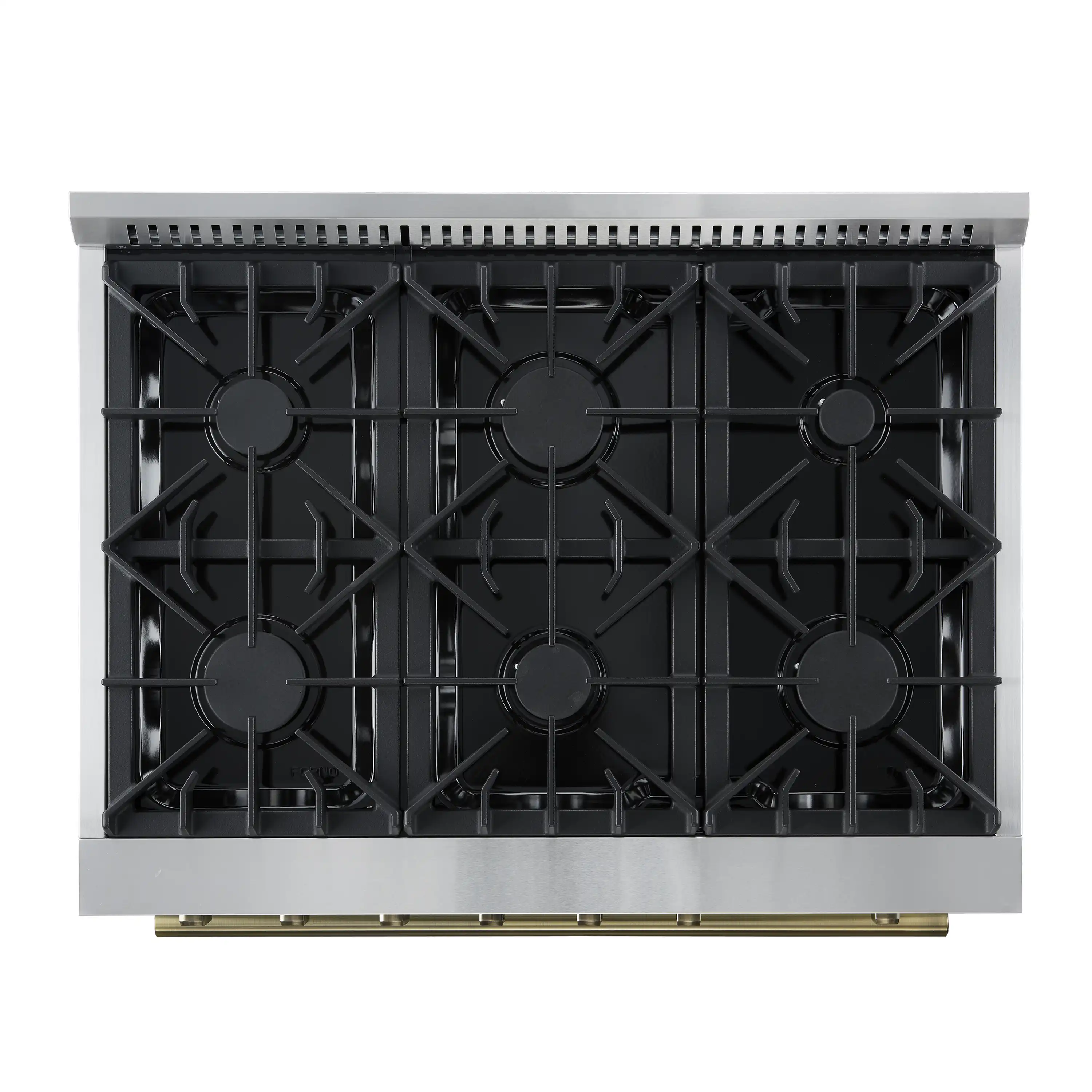 Forno Marco 36-Inch Gas Range with 6 Burners and 5.36 Cu.Ft. Convection Oven in Black with Antique Brass Trim (FFSGS6277-36BLK) - Image 5