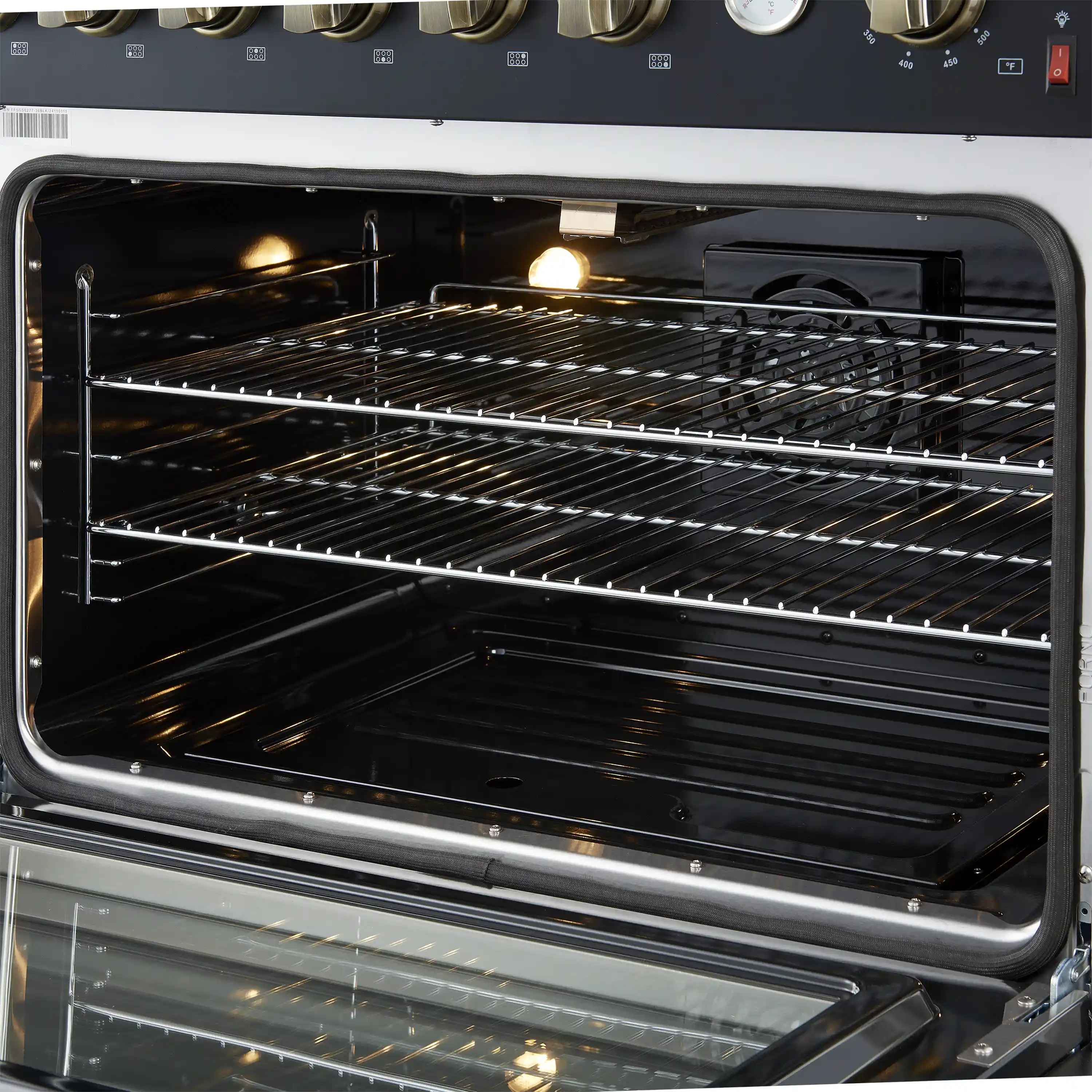 Forno Marco 36-Inch Gas Range with 6 Burners and 5.36 Cu.Ft. Convection Oven in Black with Antique Brass Trim (FFSGS6277-36BLK) - Image 9