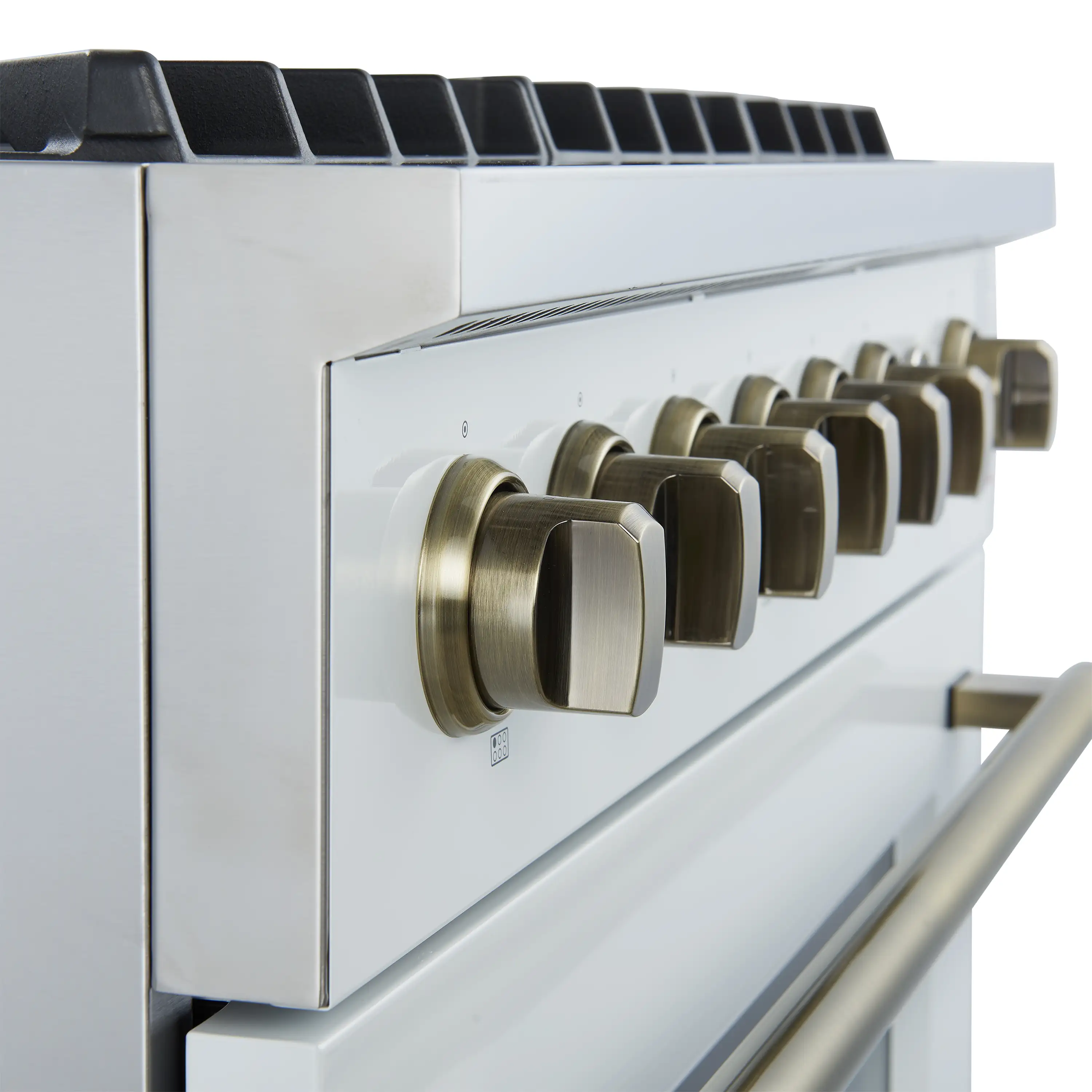 Forno Marco 36-Inch Gas Range with 6 Burners and 5.36 Cu.Ft. Convection Oven in White with Antique Brass Trim (FFSGS6277-36WHT) - Image 3