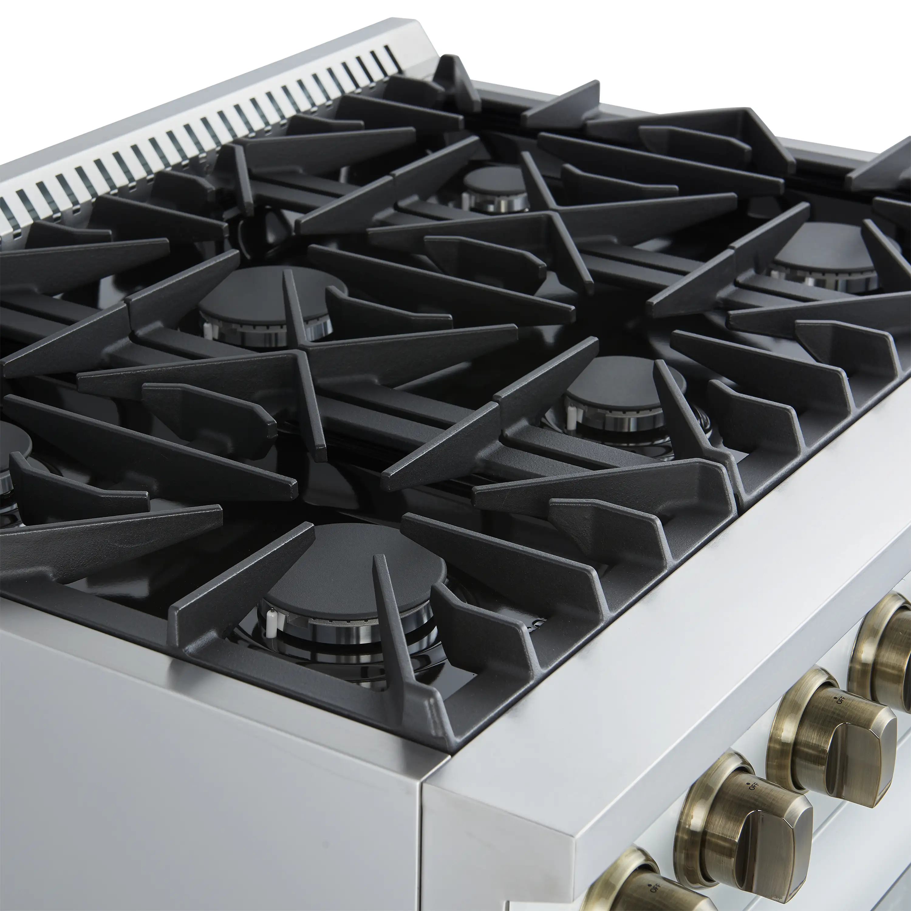 Forno Marco 36-Inch Gas Range with 6 Burners and 5.36 Cu.Ft. Convection Oven in White with Antique Brass Trim (FFSGS6277-36WHT) - Image 4