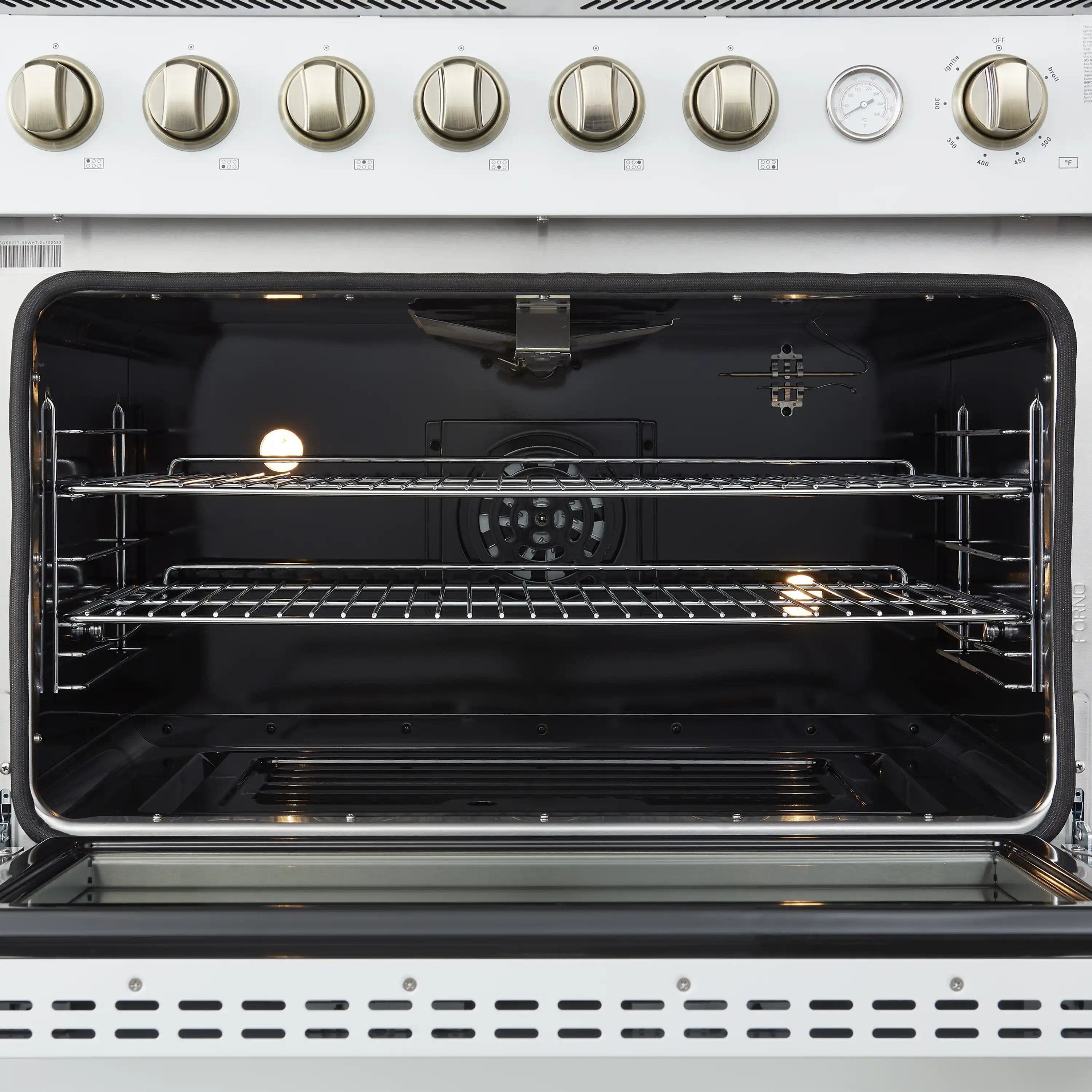 Forno Marco 36-Inch Gas Range with 6 Burners and 5.36 Cu.Ft. Convection Oven in White with Antique Brass Trim (FFSGS6277-36WHT) - Image 7