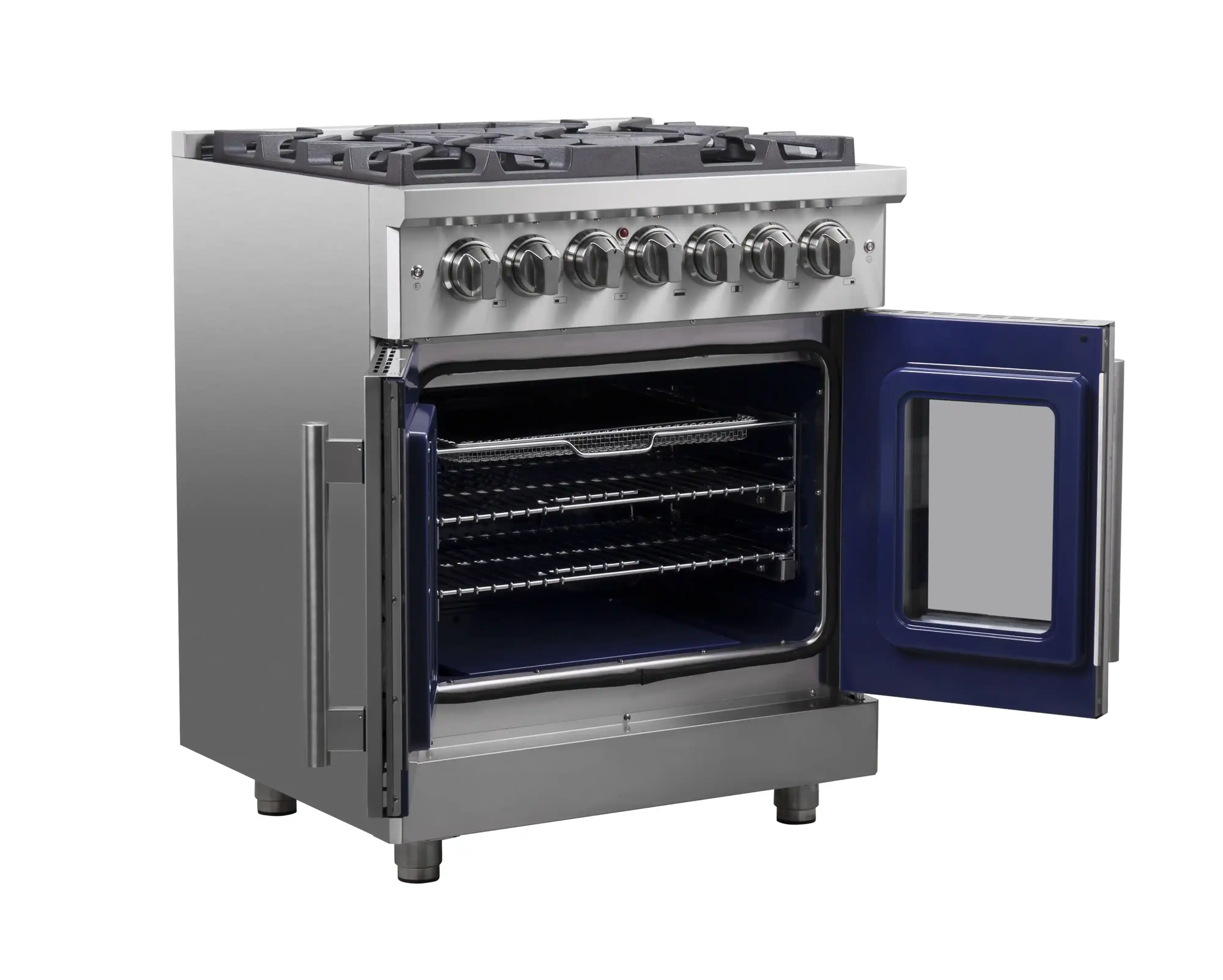Forno Massimo 30-Inch Freestanding French Door Dual Fuel Range in Stainless Steel (FFSGS6325-30) - Image 5