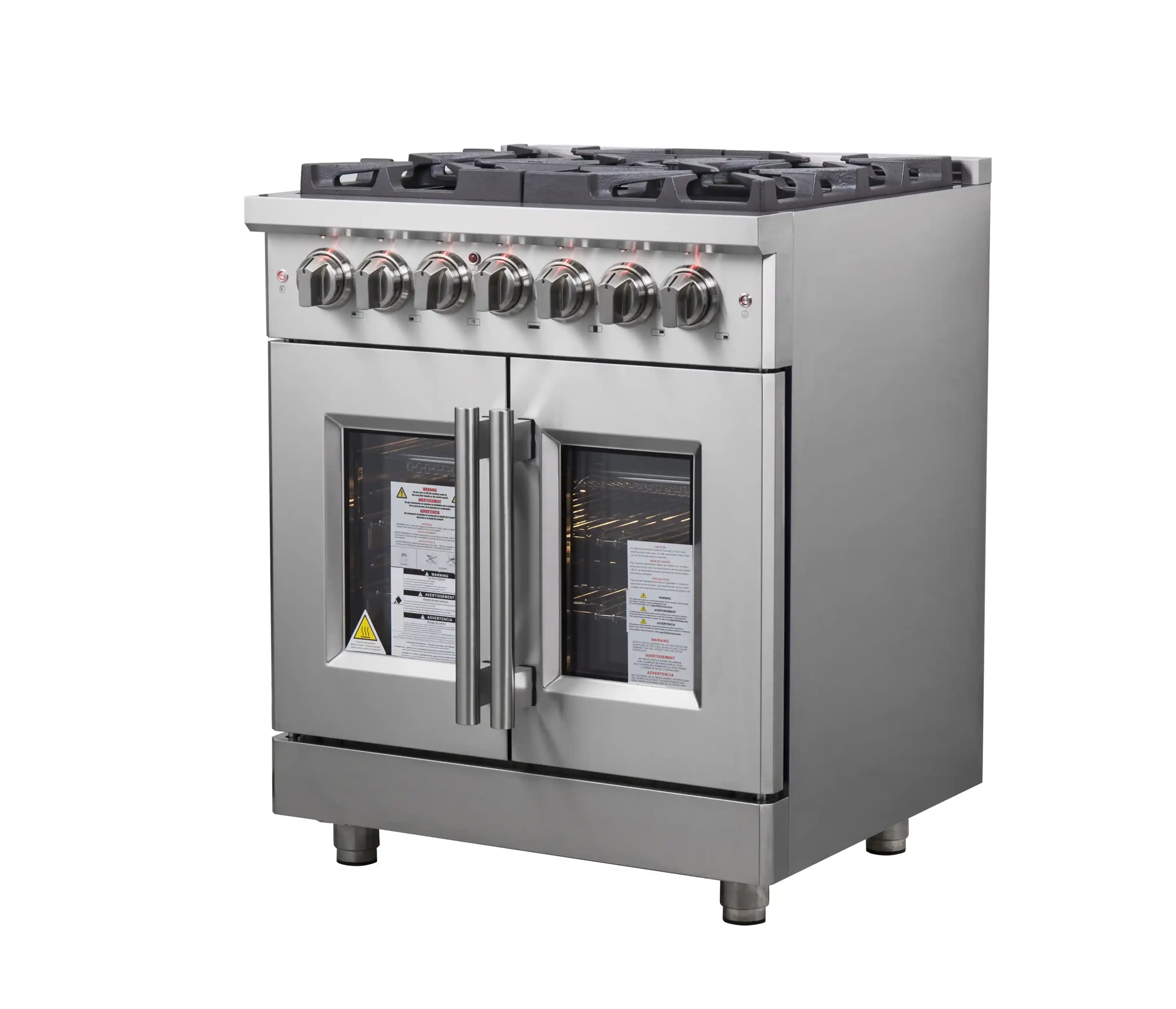 Forno Massimo 30-Inch Freestanding French Door Dual Fuel Range in Stainless Steel (FFSGS6325-30) - Image 6