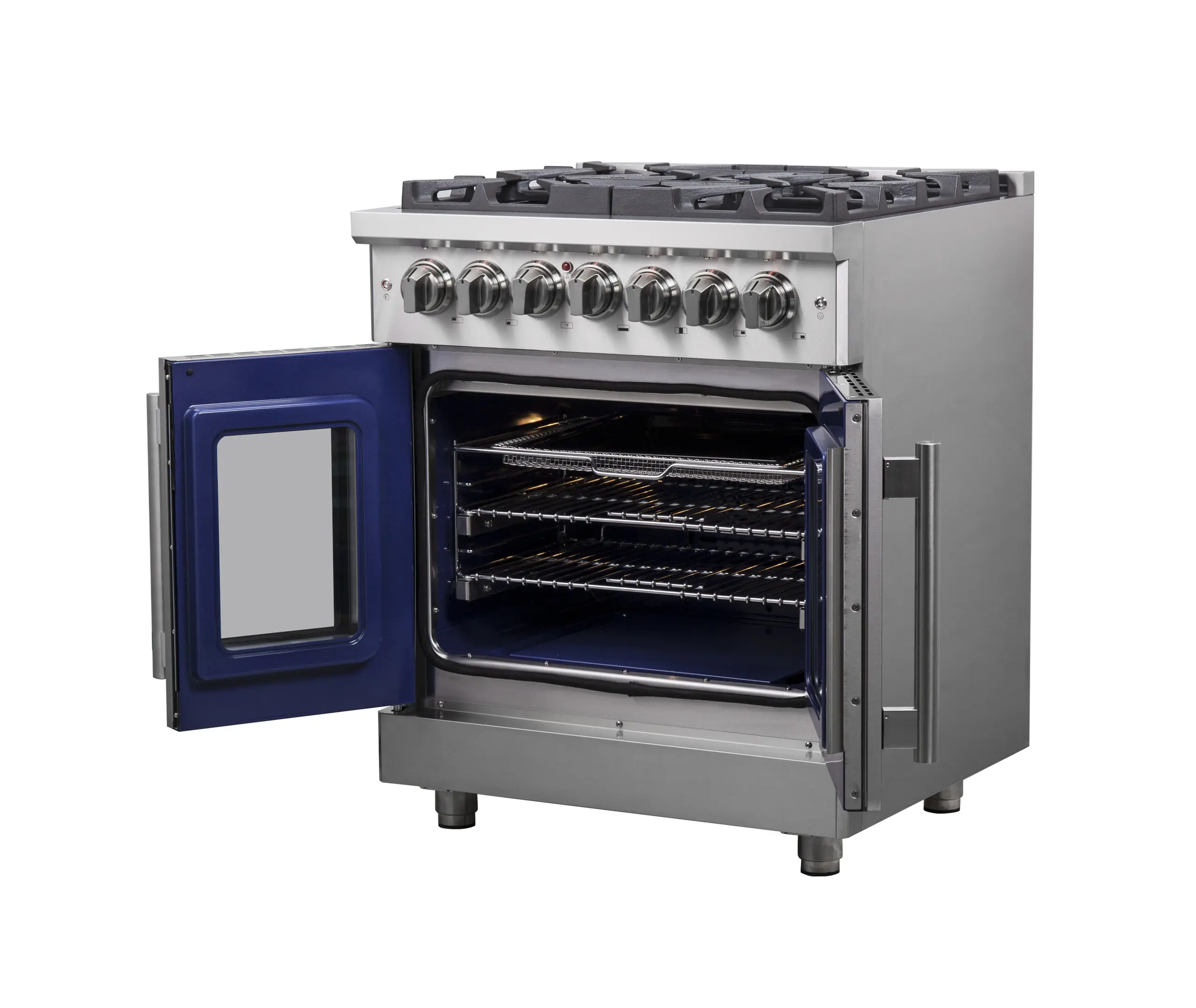 Forno Massimo 30-Inch Freestanding French Door Dual Fuel Range in Stainless Steel (FFSGS6325-30) - Image 7