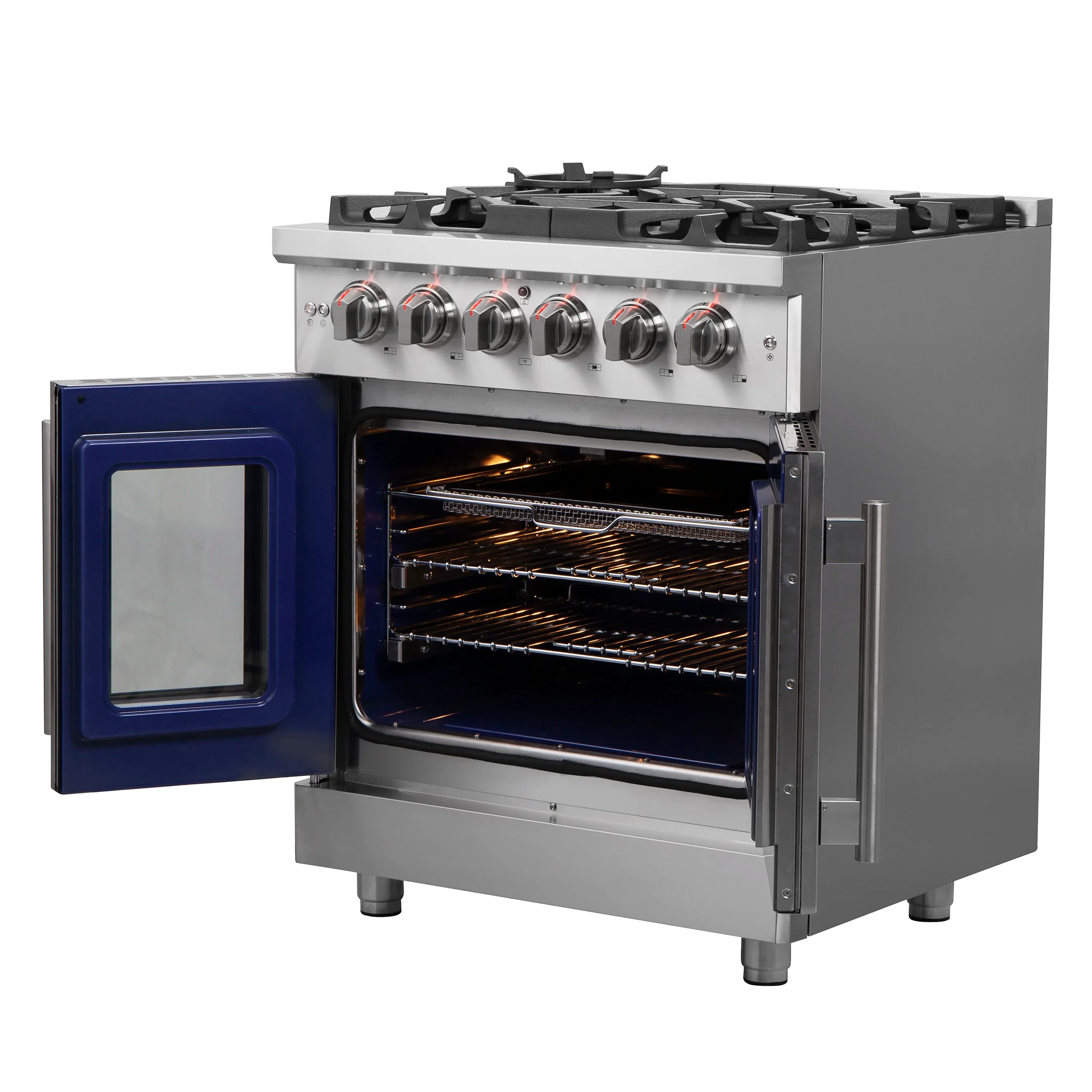 Forno Massimo 30-Inch French Door Gas Range in Stainless Steel (FFSGS6439-30) - Image 6