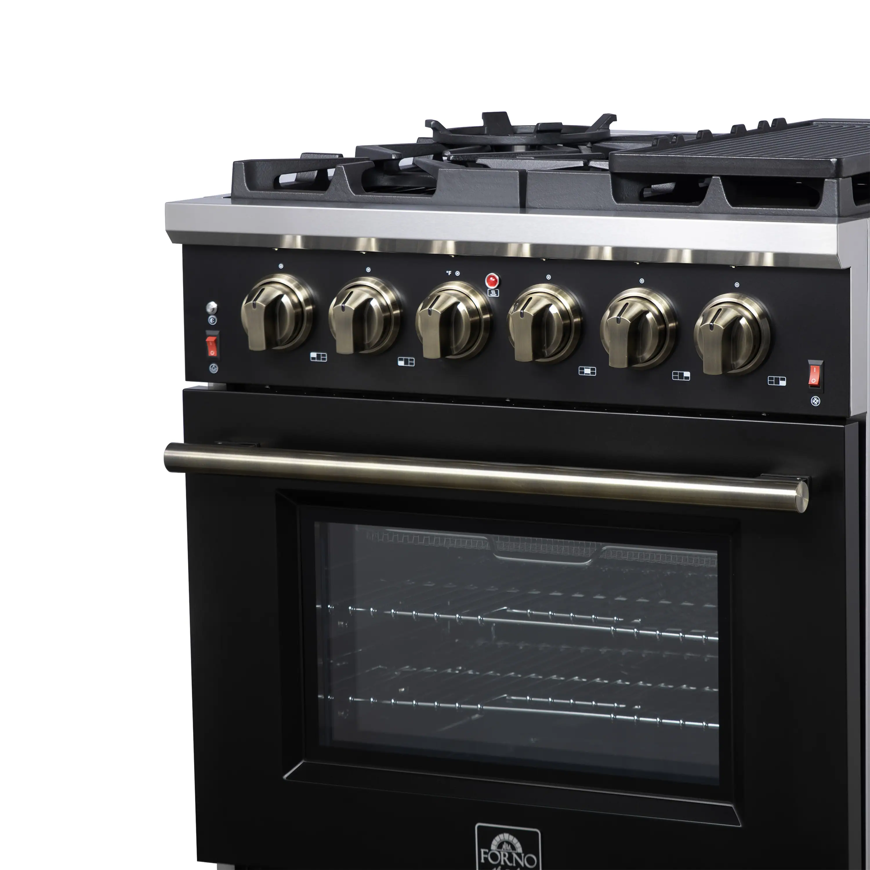 Forno Massimo 30-Inch Freestanding Gas Range with 4 Burners and 4.32 Cu. Ft. Convection Oven in Black with Antique Brass Handle (FFSGS6239-30BLK) - Image 11