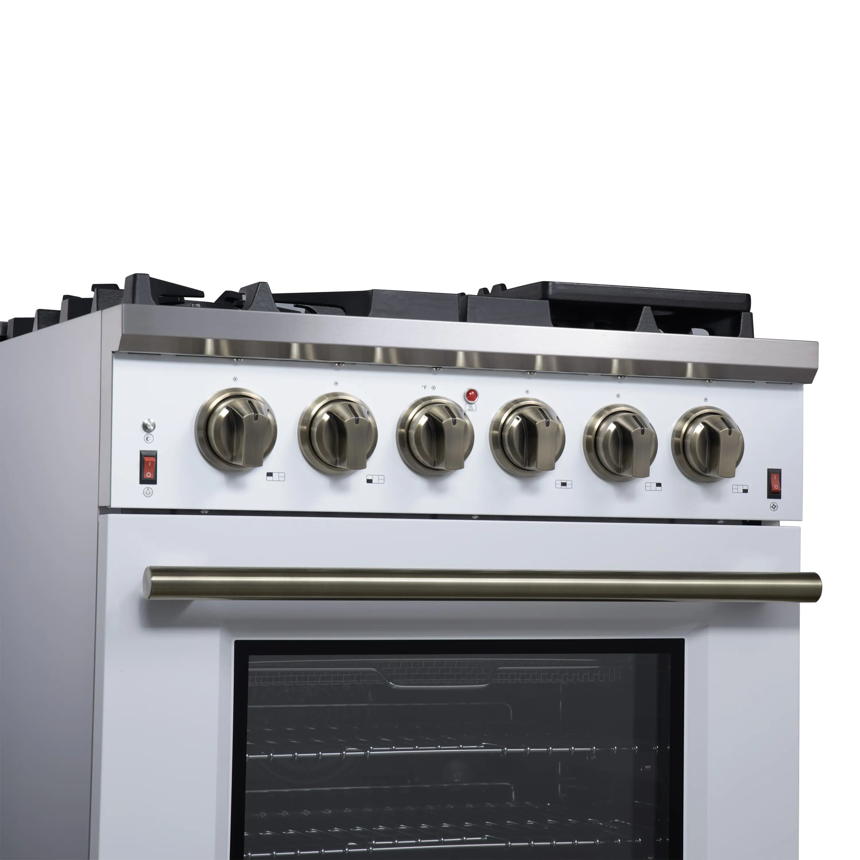 Forno Massimo 30-Inch Freestanding Gas Range with 4 Burners and 4.32 Cu. Ft. Convection Oven in White with Antique Brass Handle (FFSGS6239-30WHT) - Image 11