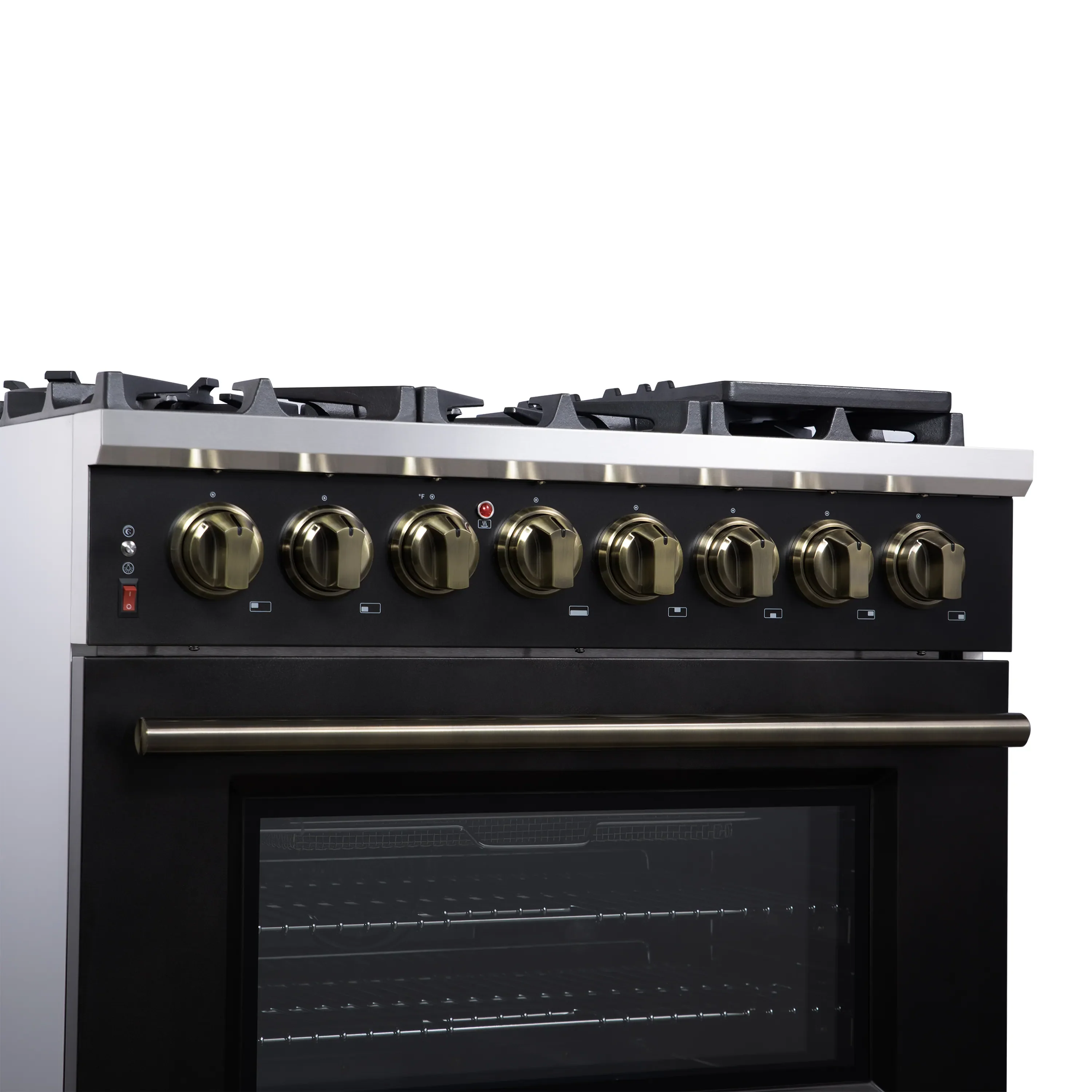 Forno Massimo 36-Inch Freestanding Dual Fuel Range with 6 Burners & 5.36 Cu. Ft. Convection Oven in Black with Antique Brass Handle (FFSGS6125-36BLK) - Image 10