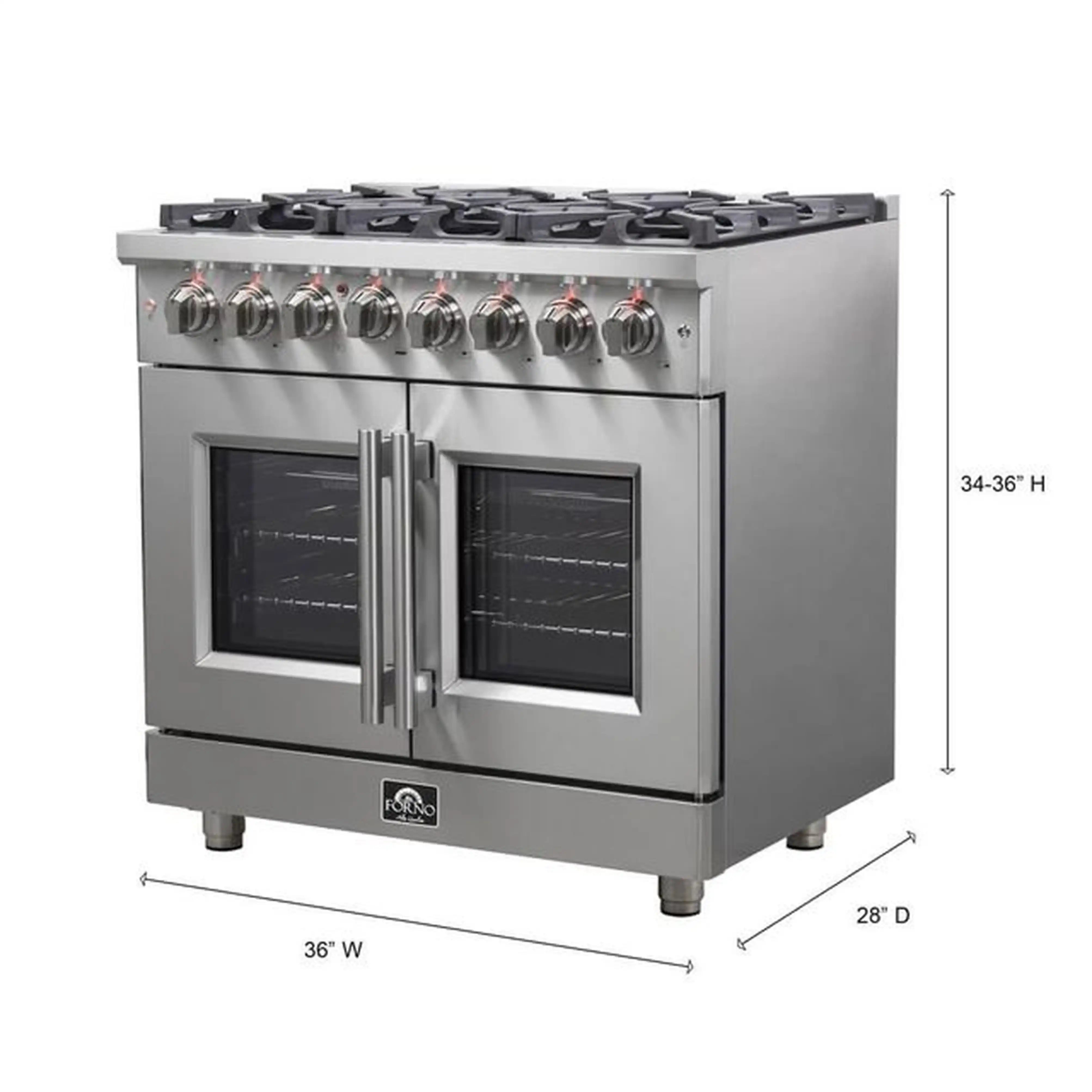Forno Massimo 36-Inch Freestanding French Door Dual Fuel Range in Stainless Steel (FFSGS6325-36) - Image 11
