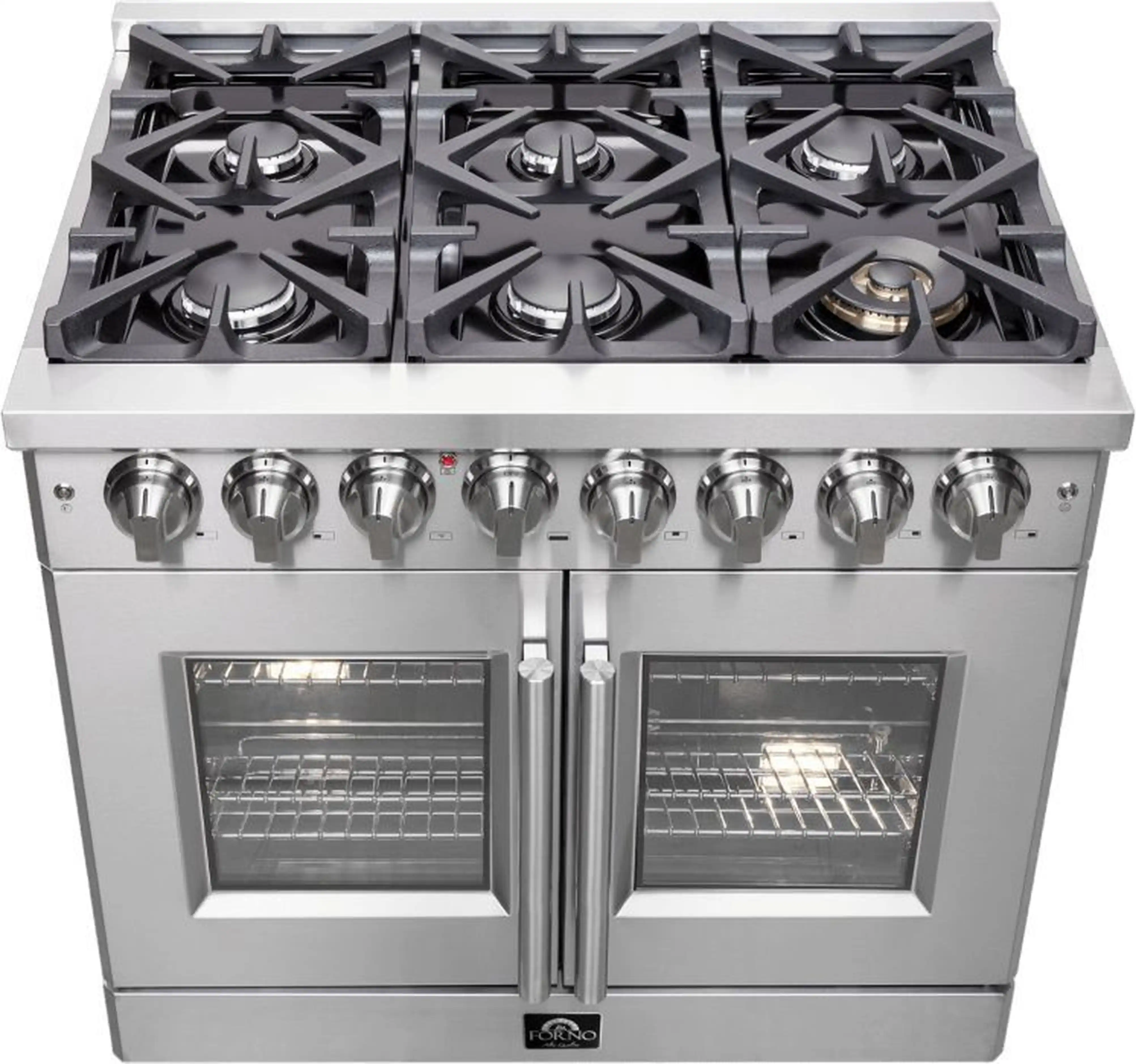 Forno Massimo 36-Inch Freestanding French Door Dual Fuel Range in Stainless Steel (FFSGS6325-36) - Image 3