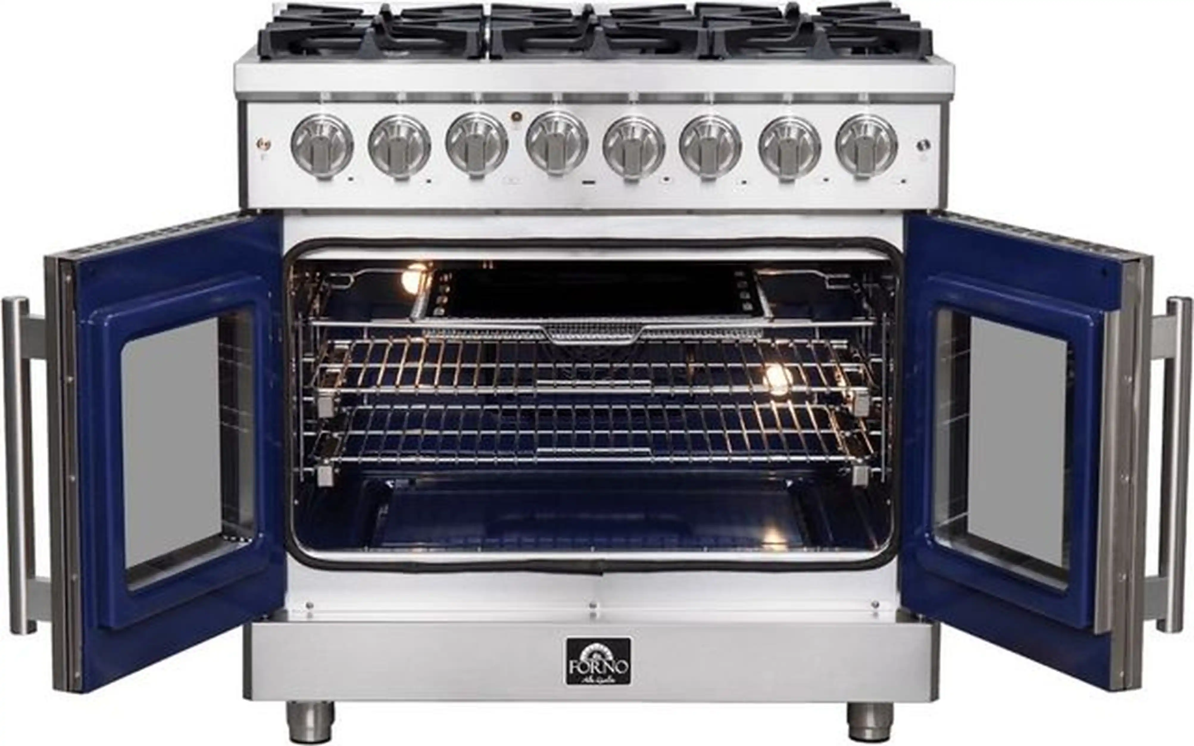 Forno Massimo 36-Inch Freestanding French Door Dual Fuel Range in Stainless Steel (FFSGS6325-36) - Image 4