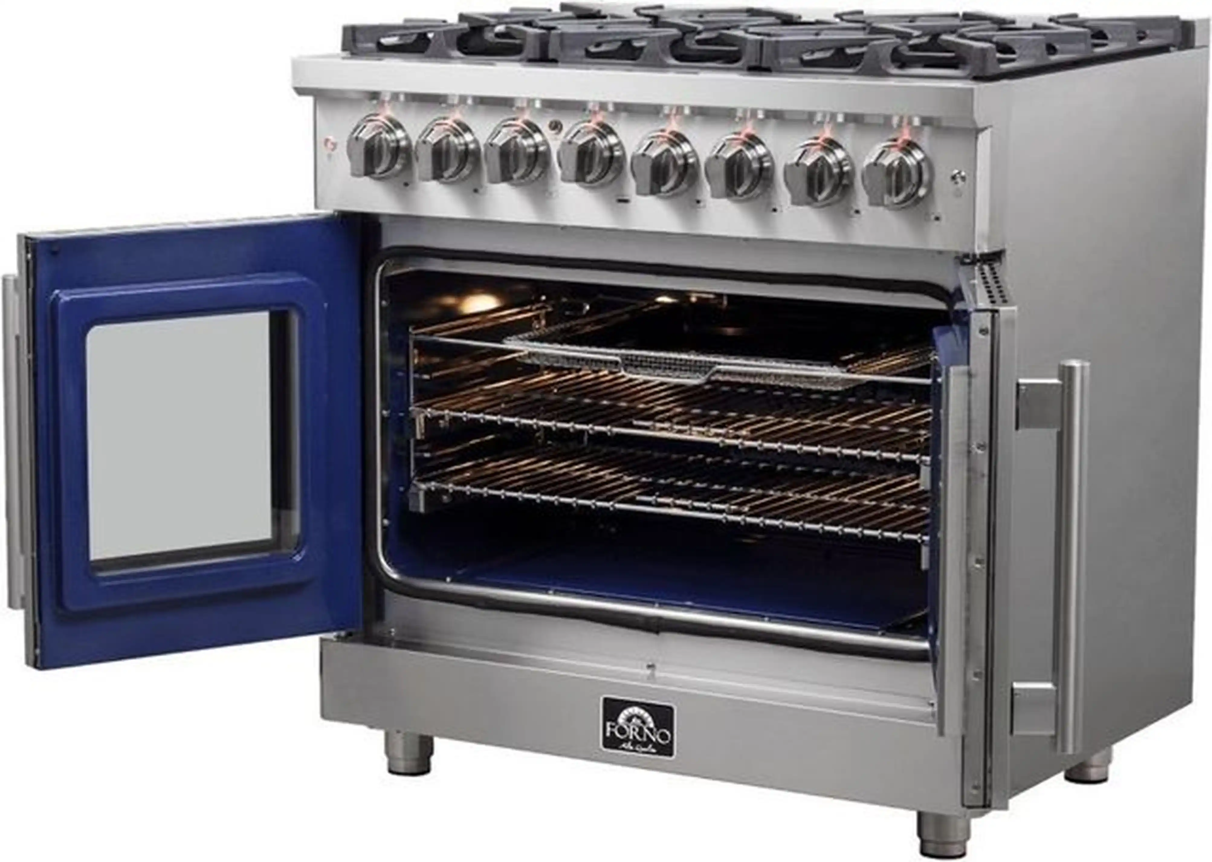 Forno Massimo 36-Inch Freestanding French Door Dual Fuel Range in Stainless Steel (FFSGS6325-36) - Image 9