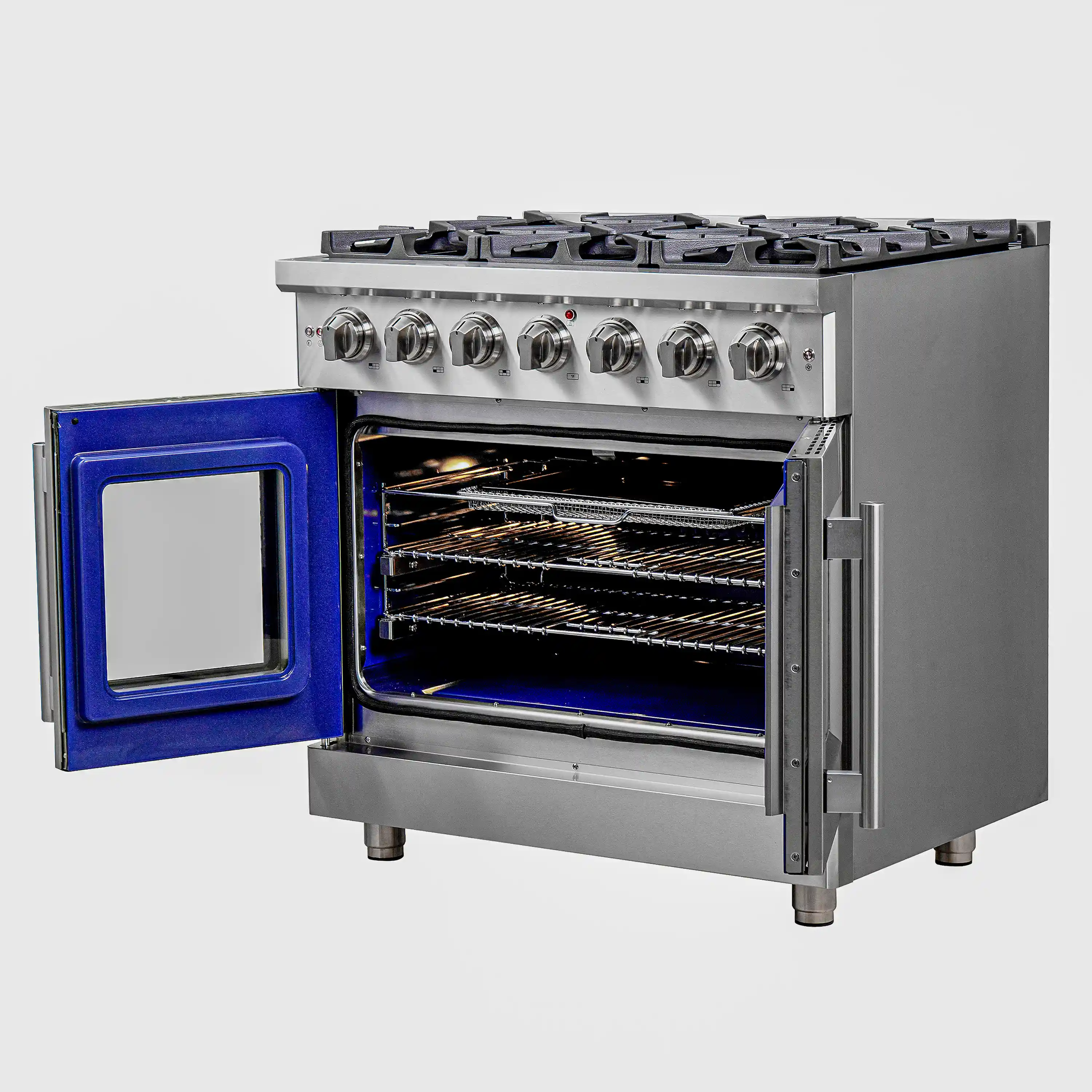 Forno Massimo 36-Inch French Door Gas Range in Stainless Steel (FFSGS6439-36) - Image 6