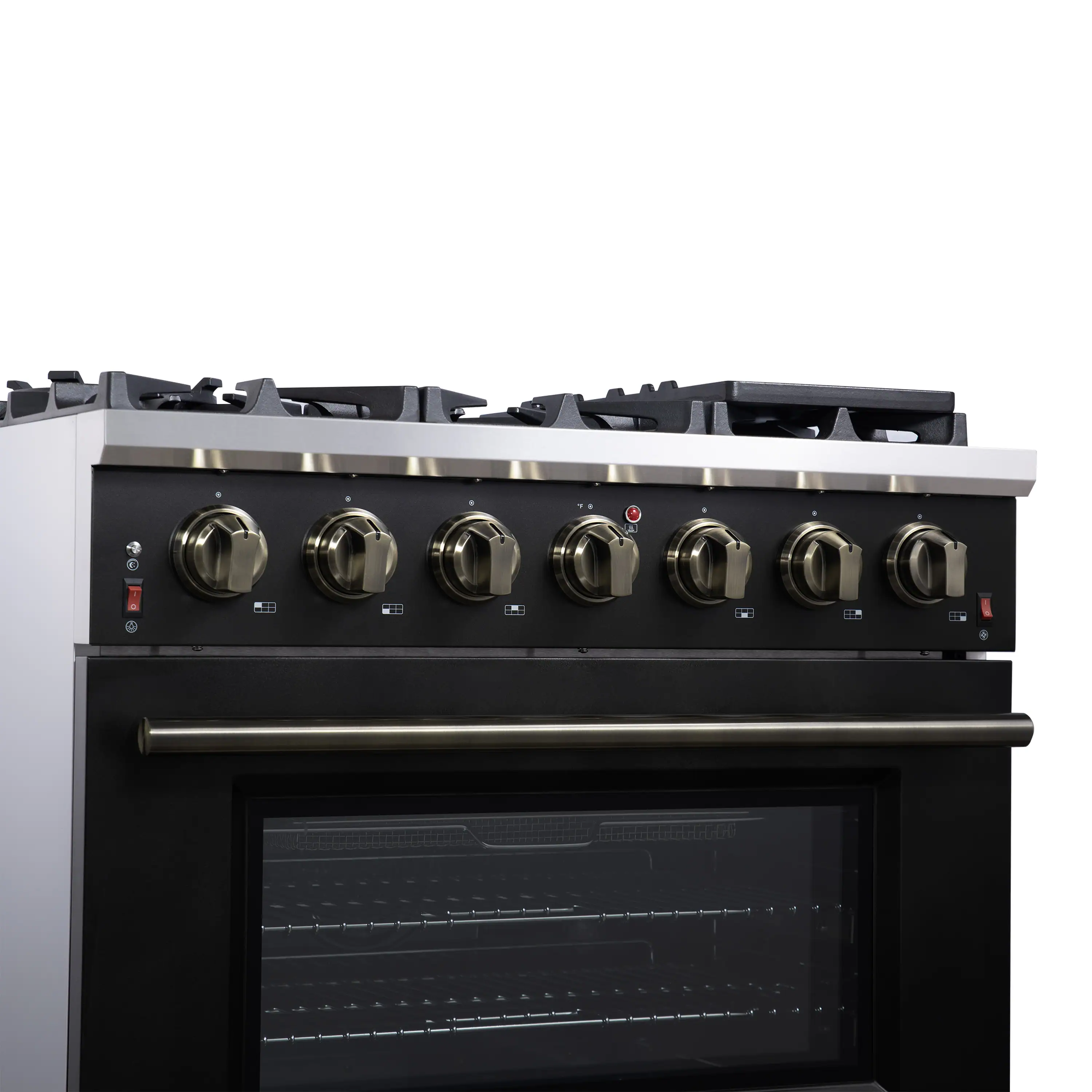 Forno Massimo 36-Inch Freestanding Gas Range with 6 Burners &  5.36 Cu.Ft. Convection Oven in Black with Antique Brass Handle (FFSGS6239-36BLK) - Image 11