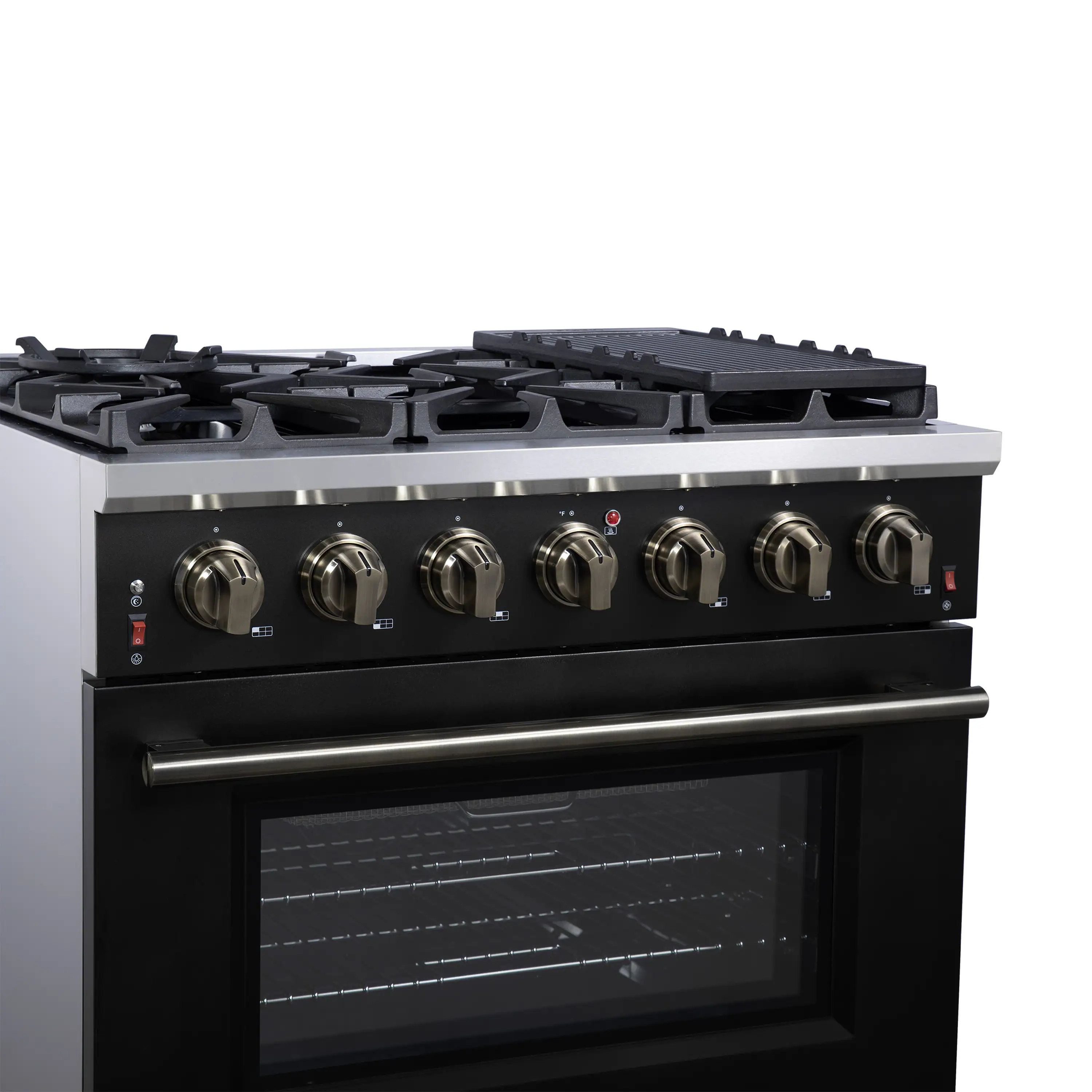 Forno Massimo 36-Inch Freestanding Gas Range with 6 Burners &  5.36 Cu.Ft. Convection Oven in Black with Antique Brass Handle (FFSGS6239-36BLK) - Image 12