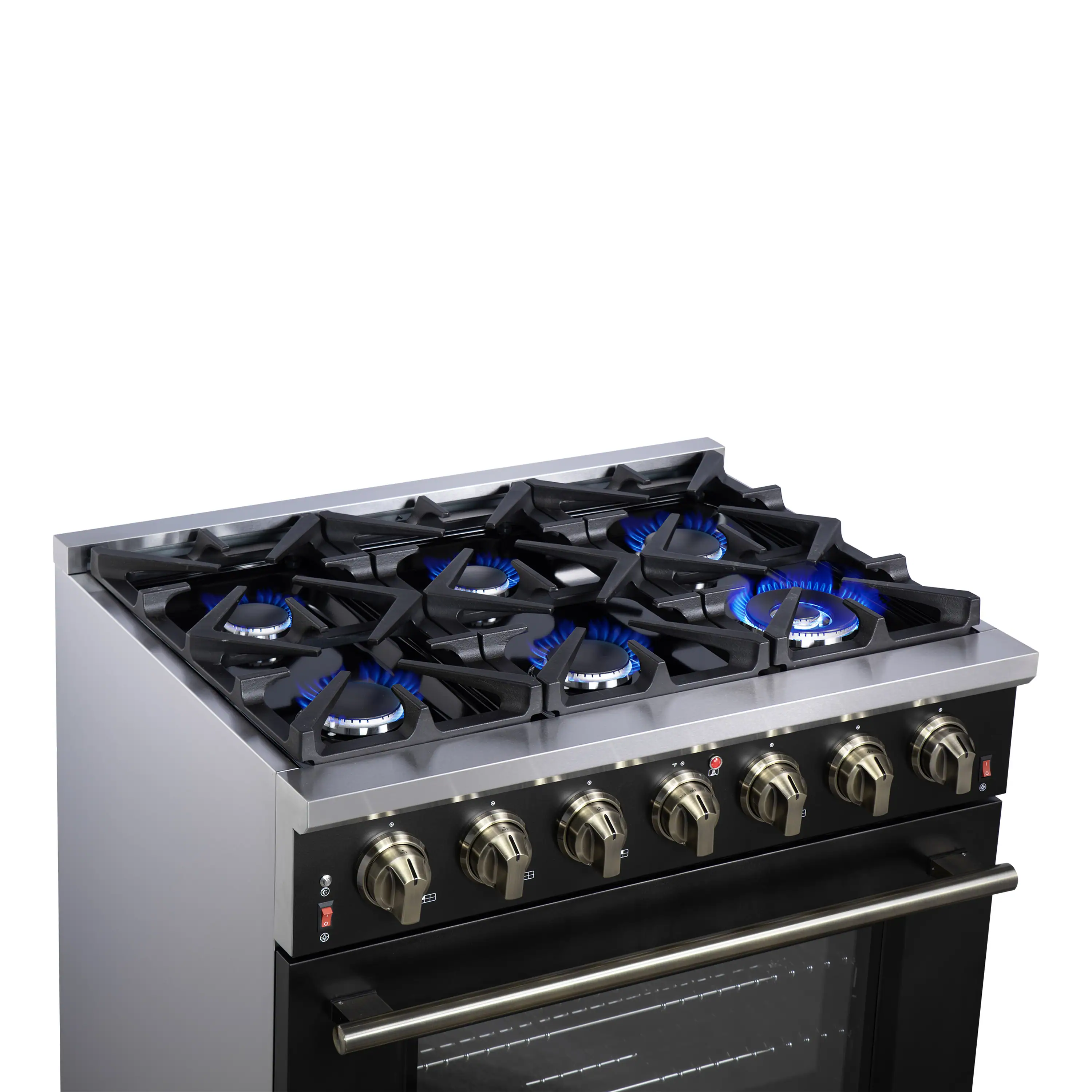 Forno Massimo 36-Inch Freestanding Gas Range with 6 Burners &  5.36 Cu.Ft. Convection Oven in Black with Antique Brass Handle (FFSGS6239-36BLK) - Image 13