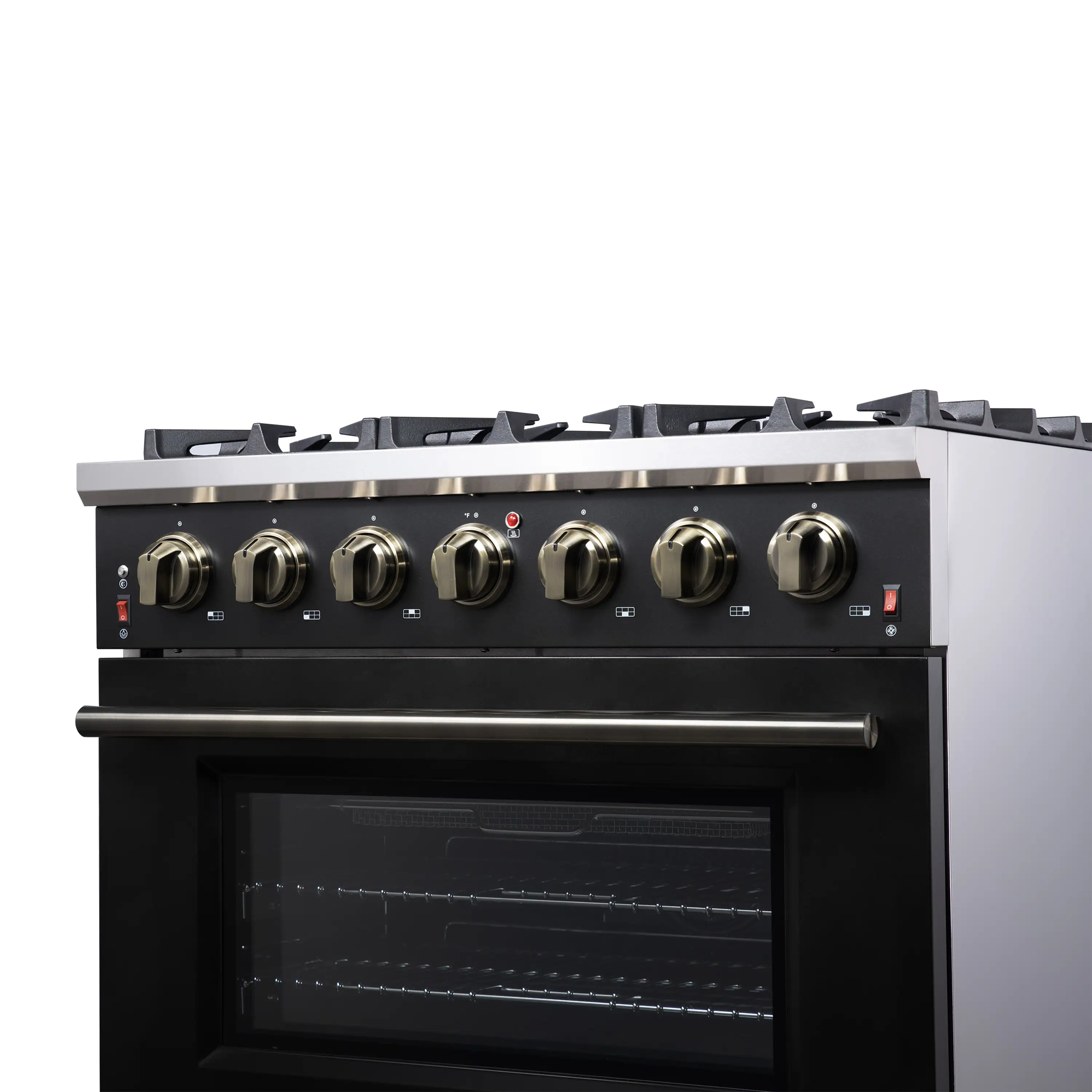 Forno Massimo 36-Inch Freestanding Gas Range with 6 Burners &  5.36 Cu.Ft. Convection Oven in Black with Antique Brass Handle (FFSGS6239-36BLK) - Image 6