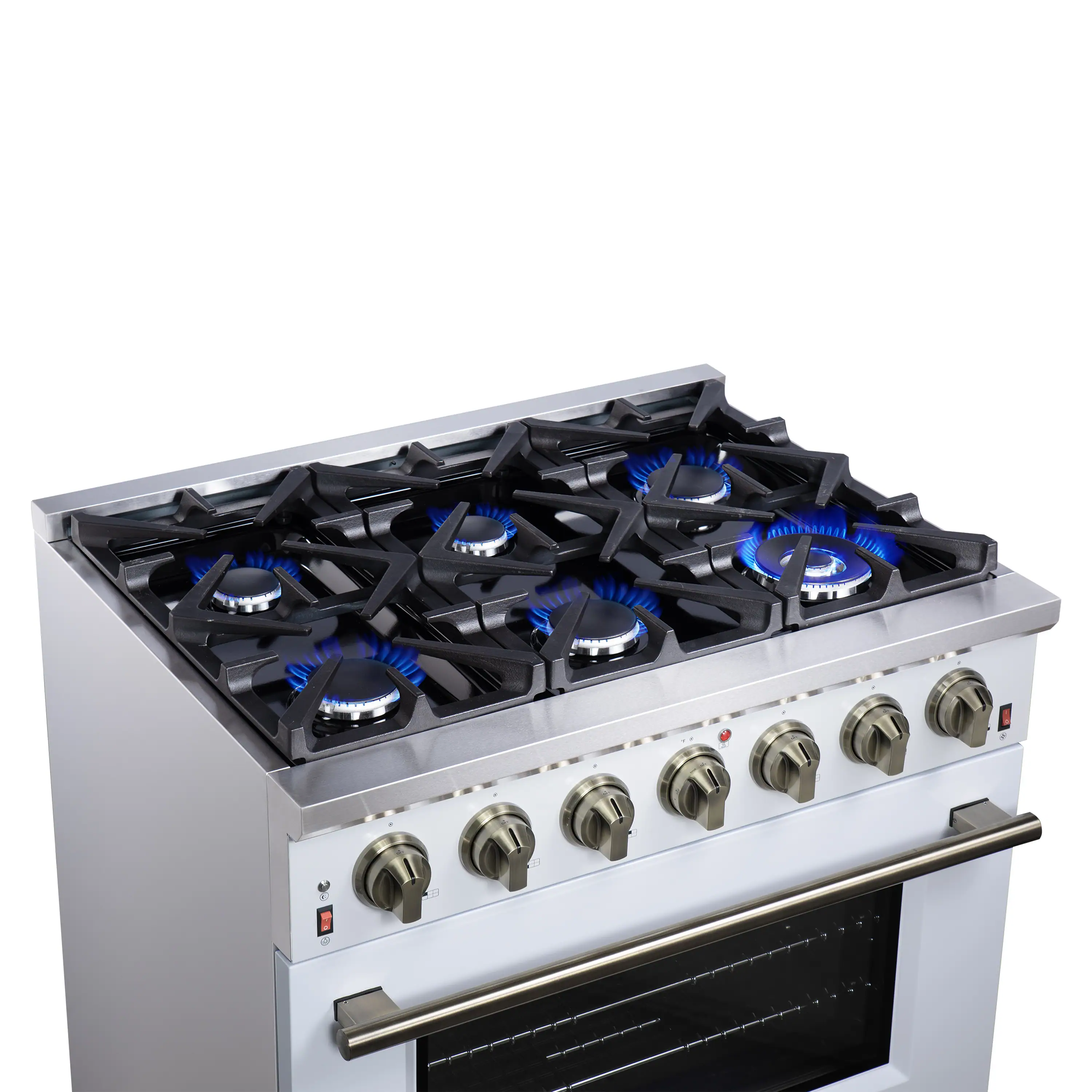 Forno Massimo 36-Inch Freestanding Gas Range with 6 Burners &  5.36 Cu.Ft. Convection Oven in White with Antique Brass Handle (FFSGS6239-36WHT) - Image 14