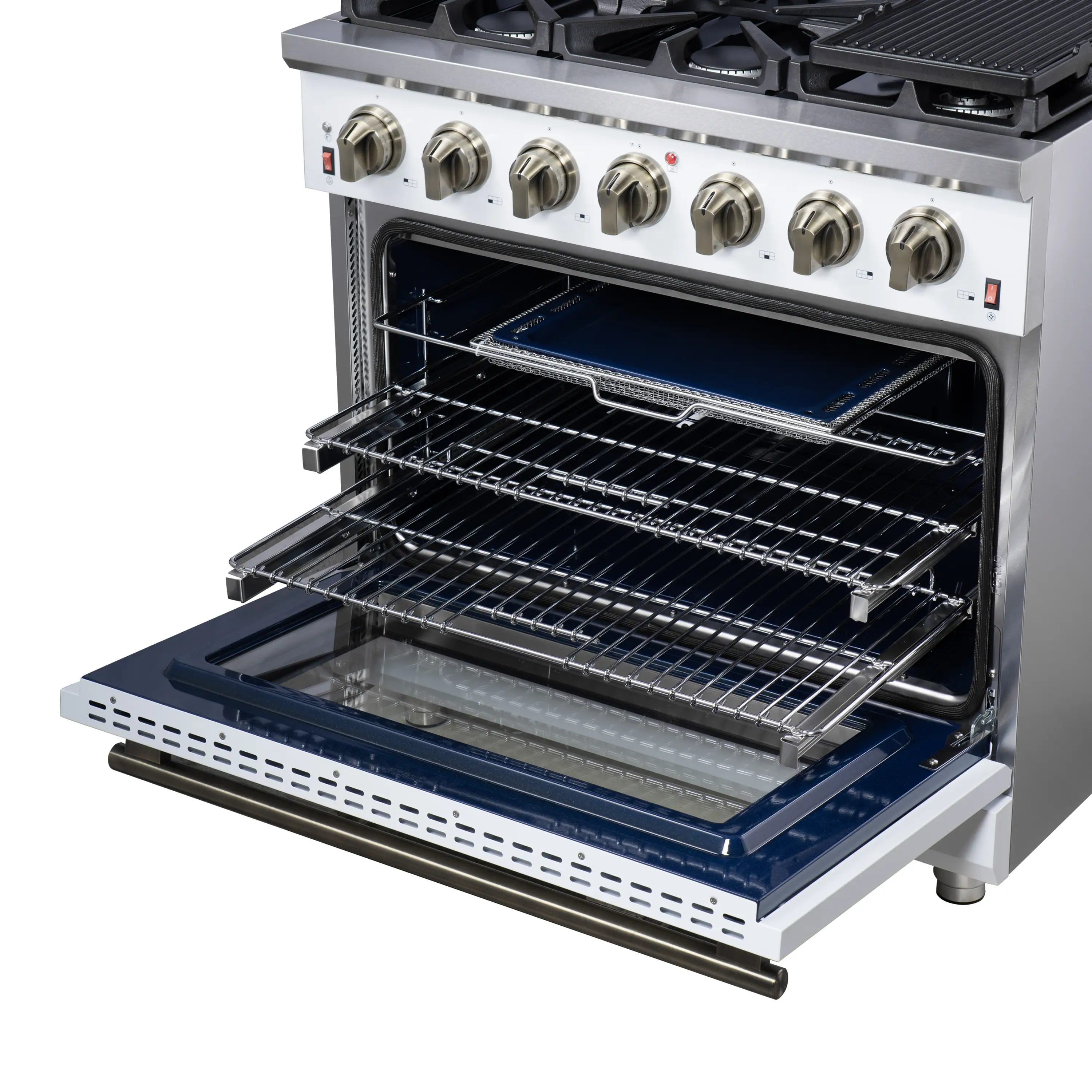 Forno Massimo 36-Inch Freestanding Gas Range with 6 Burners &  5.36 Cu.Ft. Convection Oven in White with Antique Brass Handle (FFSGS6239-36WHT) - Image 9