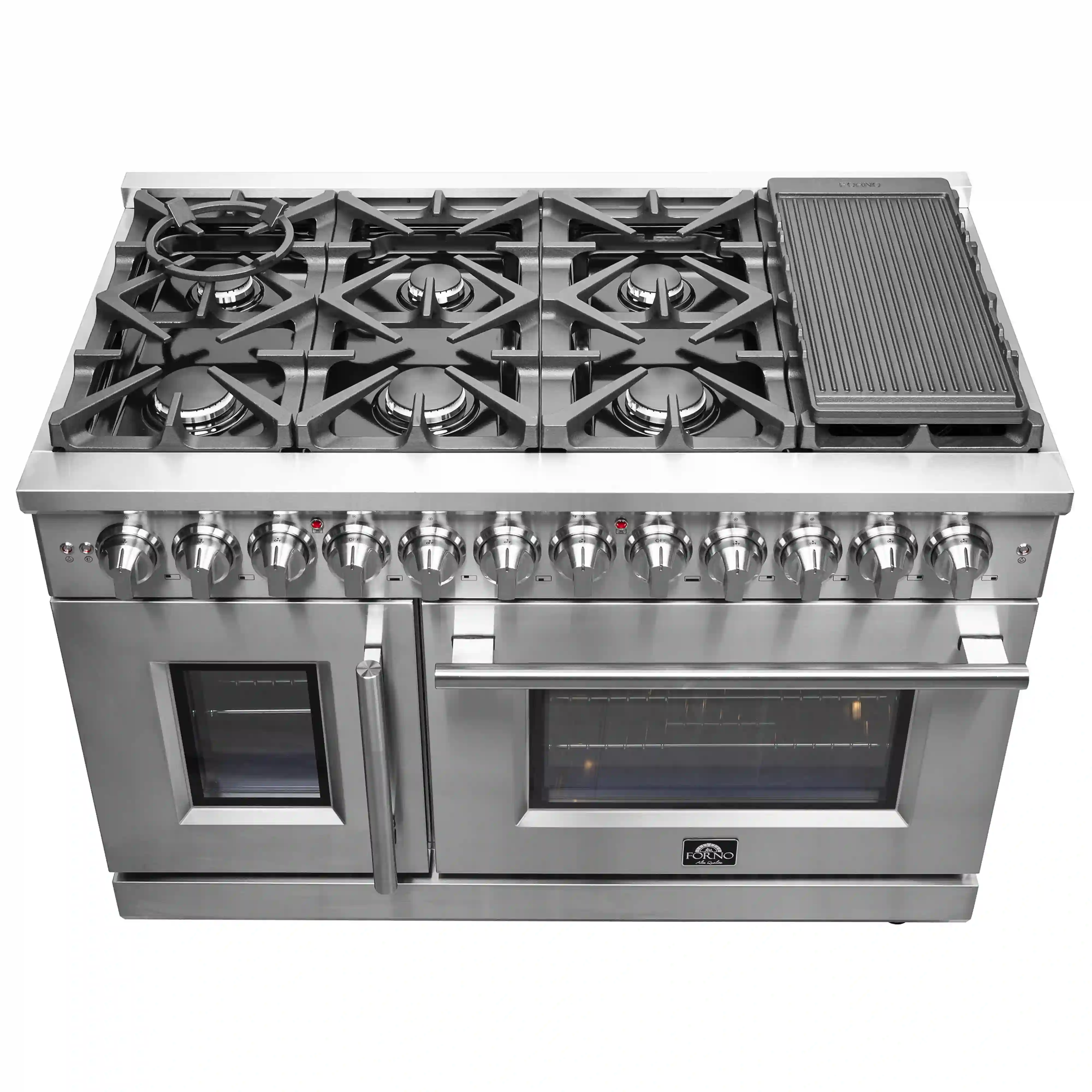 Forno Massimo 48-Inch Freestanding French Door Dual Fuel Range in Stainless Steel (FFSGS6325-48) - Image 3