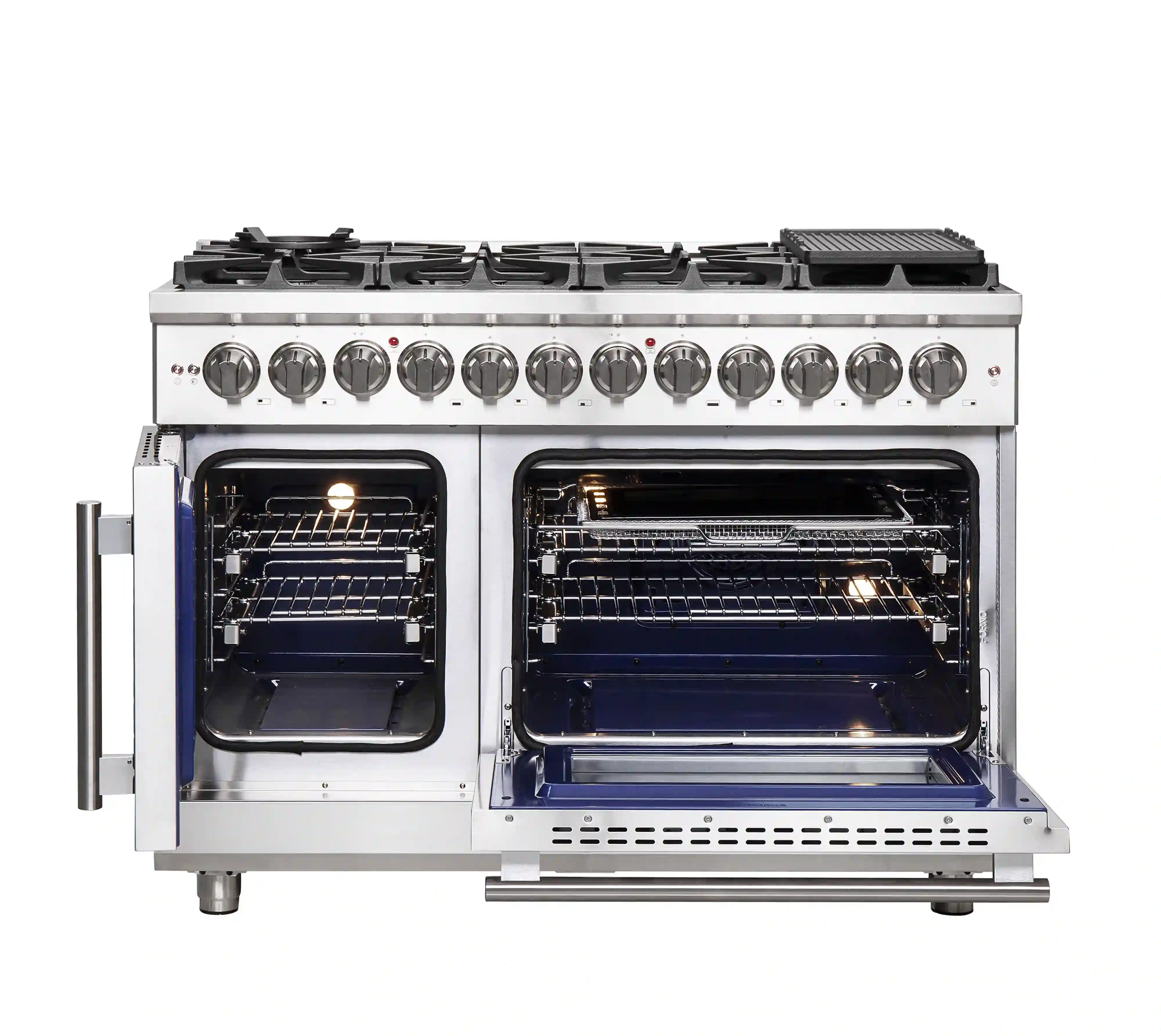 Forno Massimo 48-Inch Freestanding French Door Dual Fuel Range in Stainless Steel (FFSGS6325-48) - Image 4