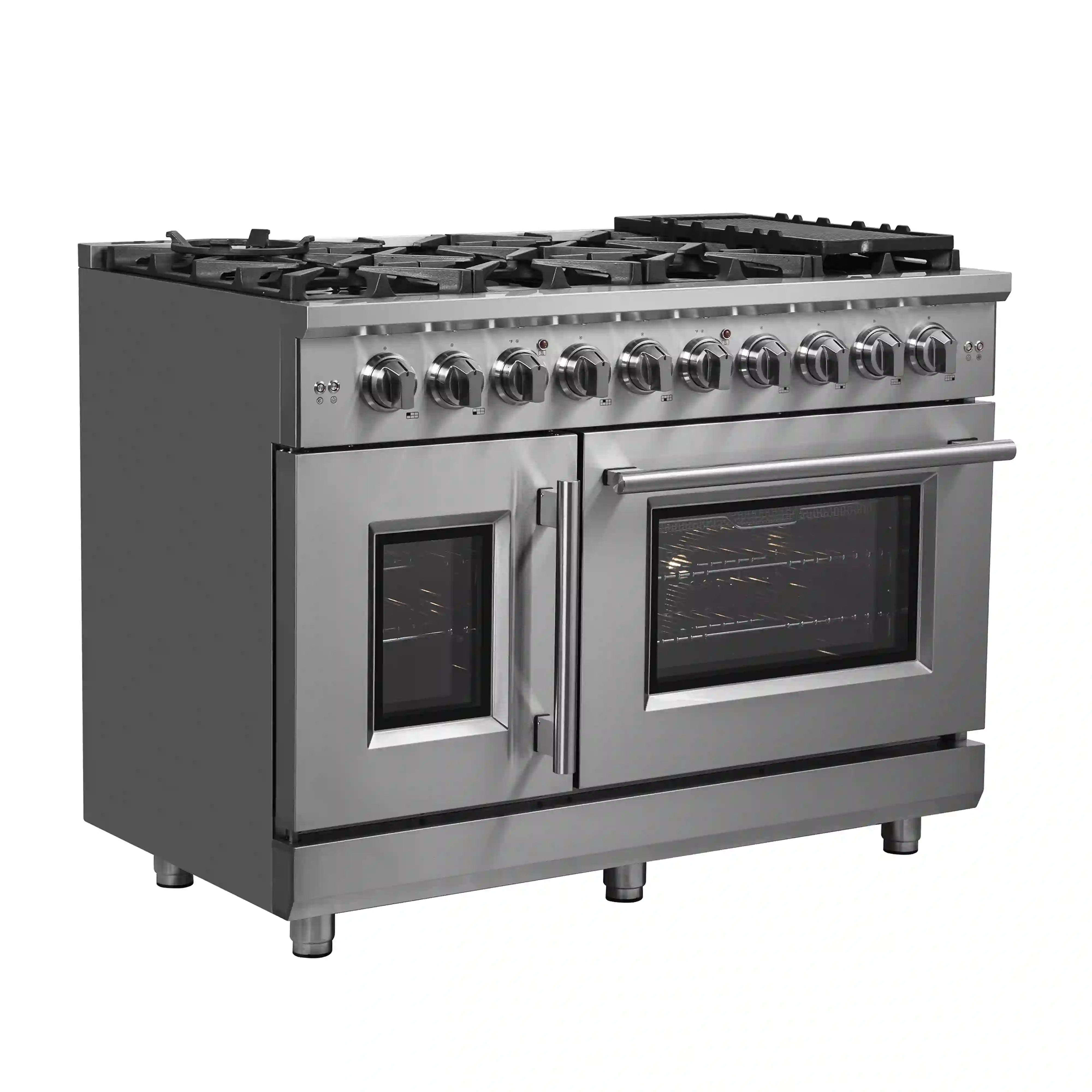 Forno Massimo 48-Inch French Door Gas Range in Stainless Steel (FFSGS6439-48) - Image 4