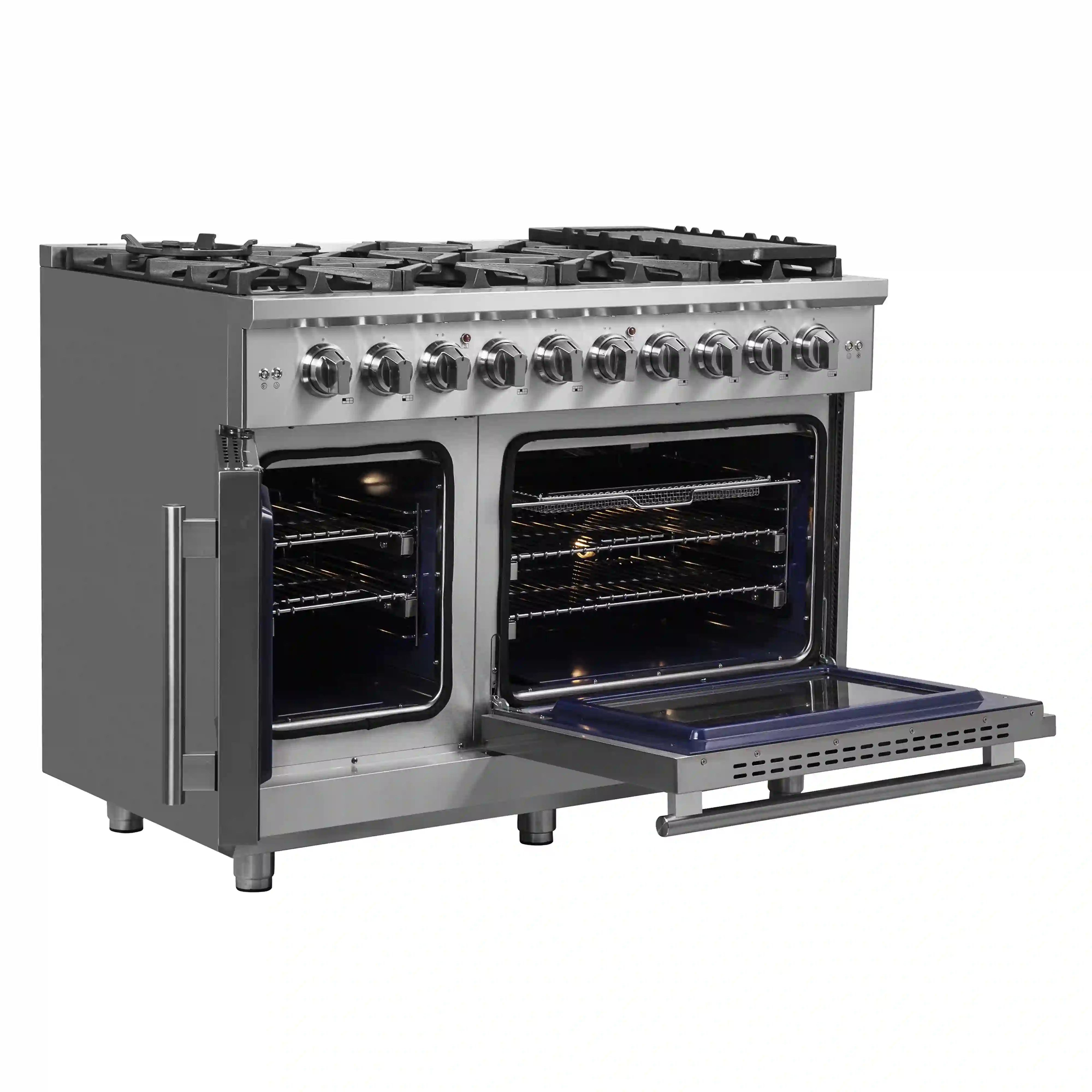 Forno Massimo 48-Inch French Door Gas Range in Stainless Steel (FFSGS6439-48) - Image 5