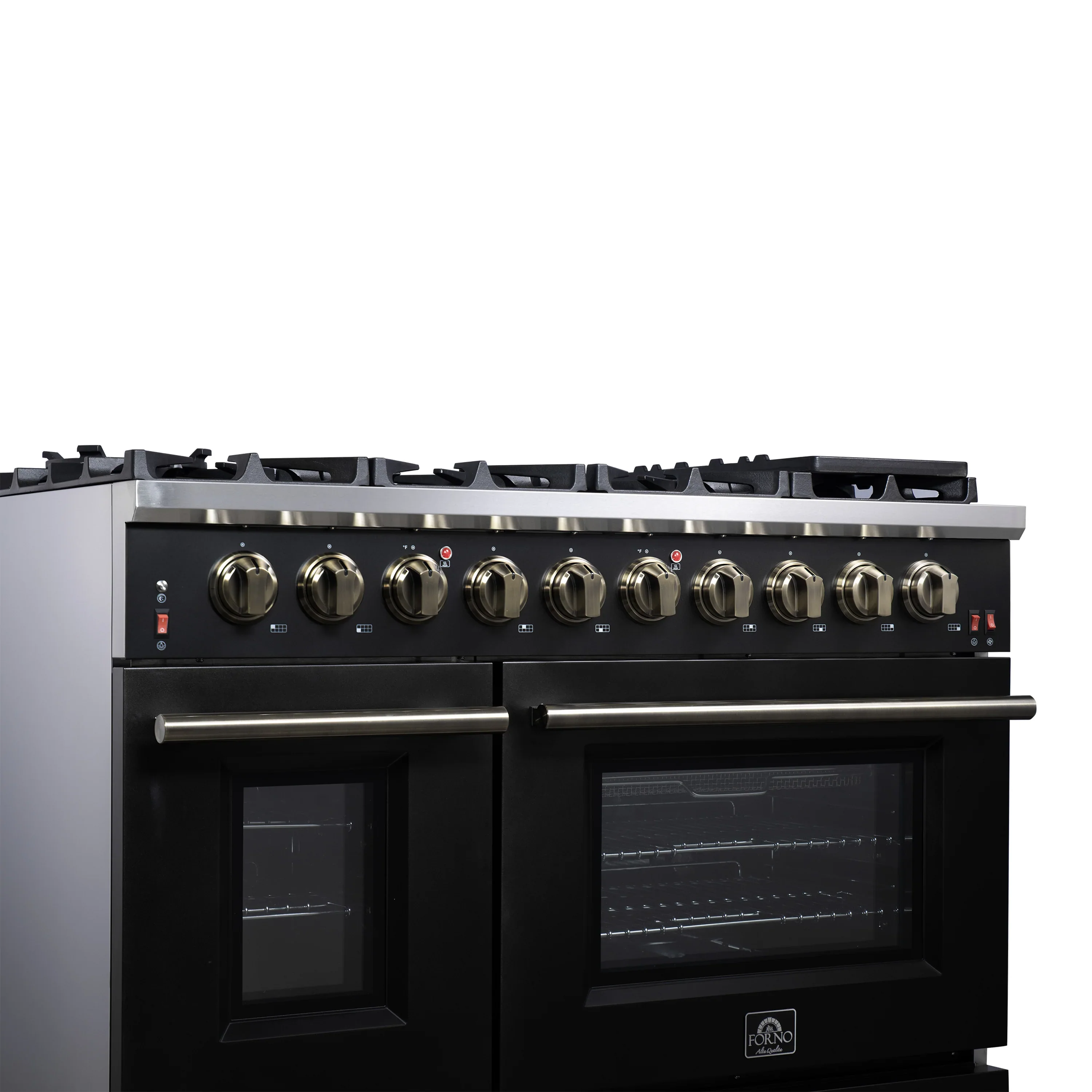 Forno Massimo 48-Inch Freestanding Gas Range with 8 Burners &  6.58 Cu.Ft. Convection Oven in Black with Antique Brass Handle (FFSGS6239-48BLK) - Image 11