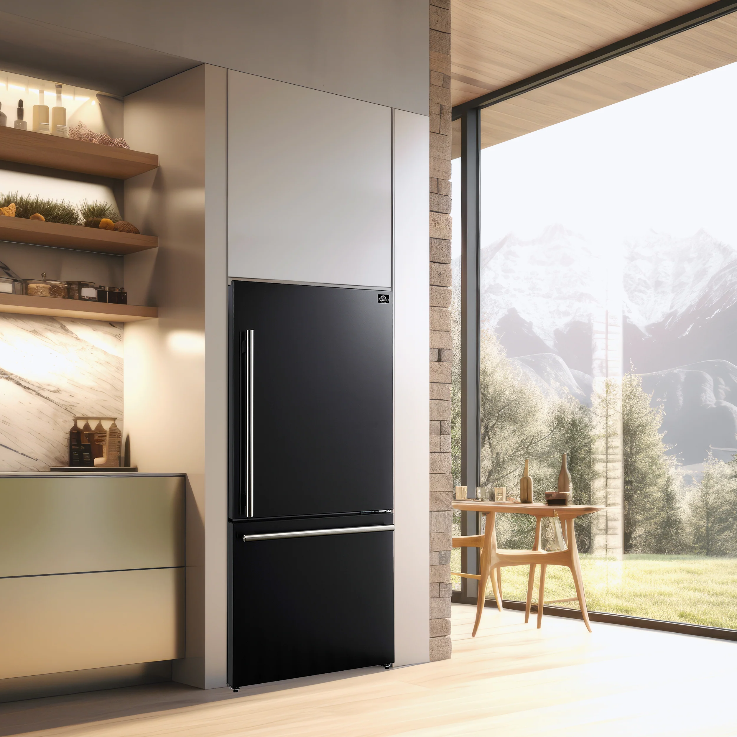 Forno Milano Espresso 31-Inch 17.2 cu. ft. Refrigerator and Bottom Freezer in Black, Right Hinge (FFFFD1785-31BLK) - Image 3