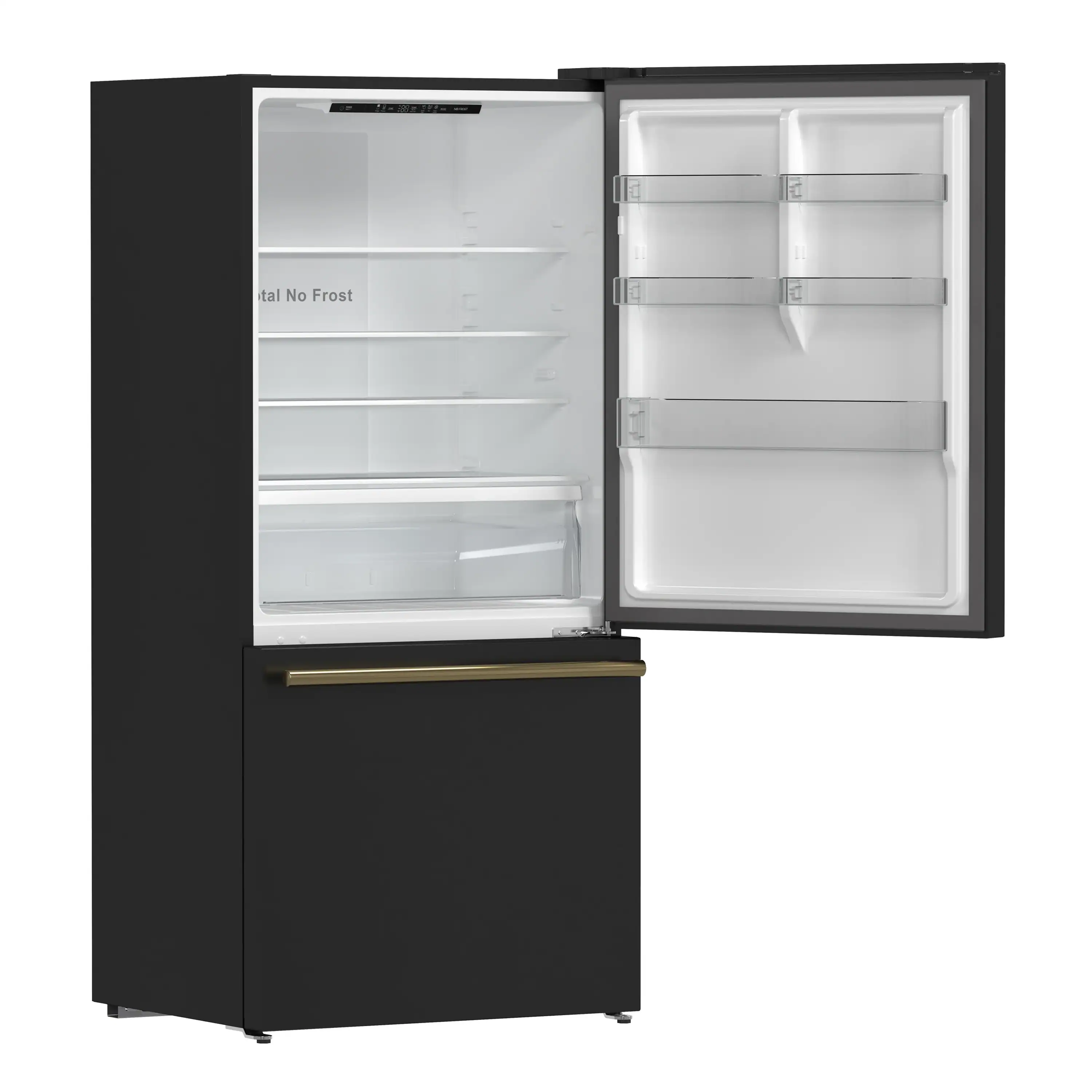 Forno Milano Espresso 31-Inch 17.2 cu. ft. Refrigerator and Bottom Freezer in Black with Antique Brass Trim, Right Hinge (FFFFD1785-31BLK) - Image 5