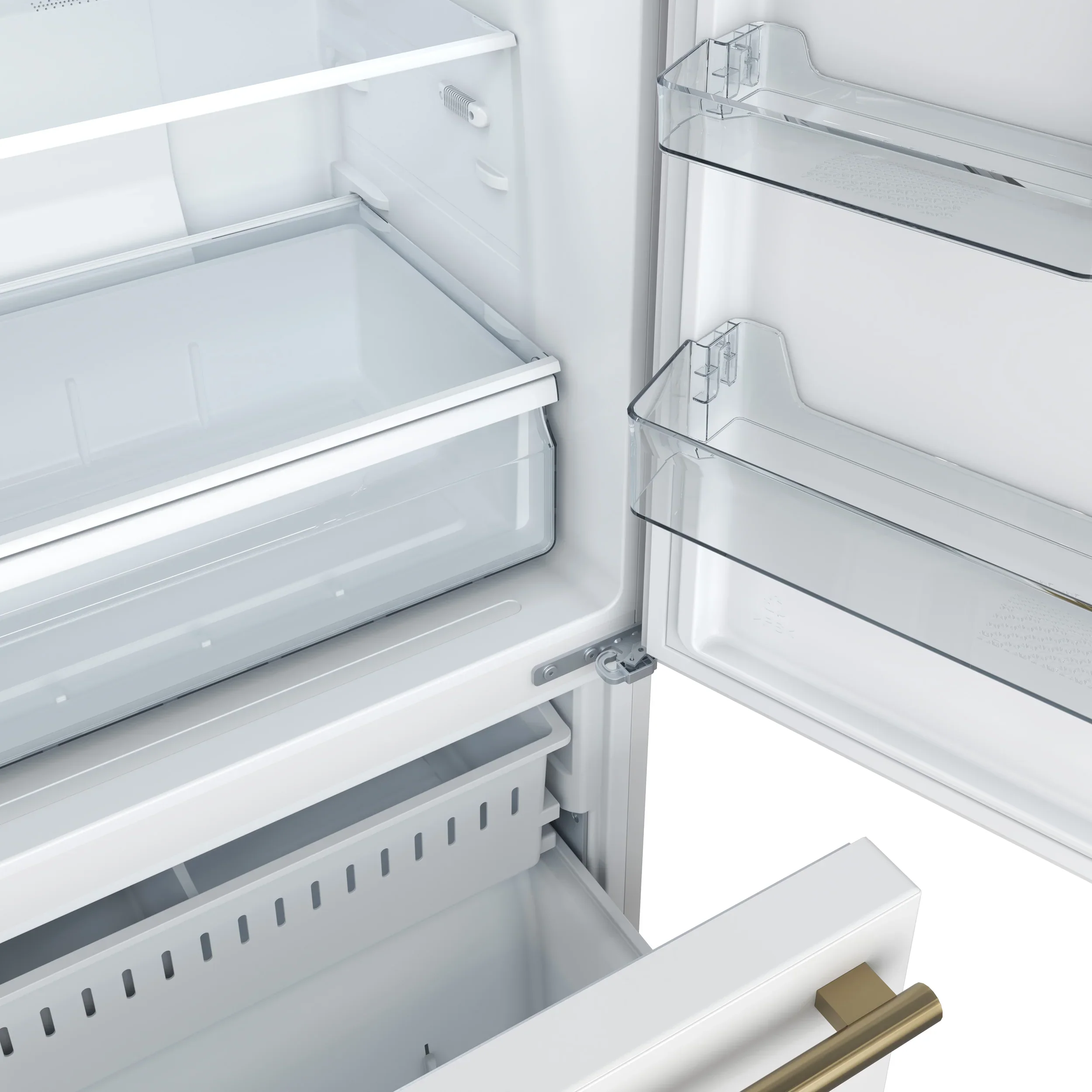 Forno Milano Espresso 31-Inch 17.2 cu. ft. Refrigerator and Bottom Freezer in White with Antique Brass Handle, Right Hinge (FFFFD1785-31WHT) - Image 10