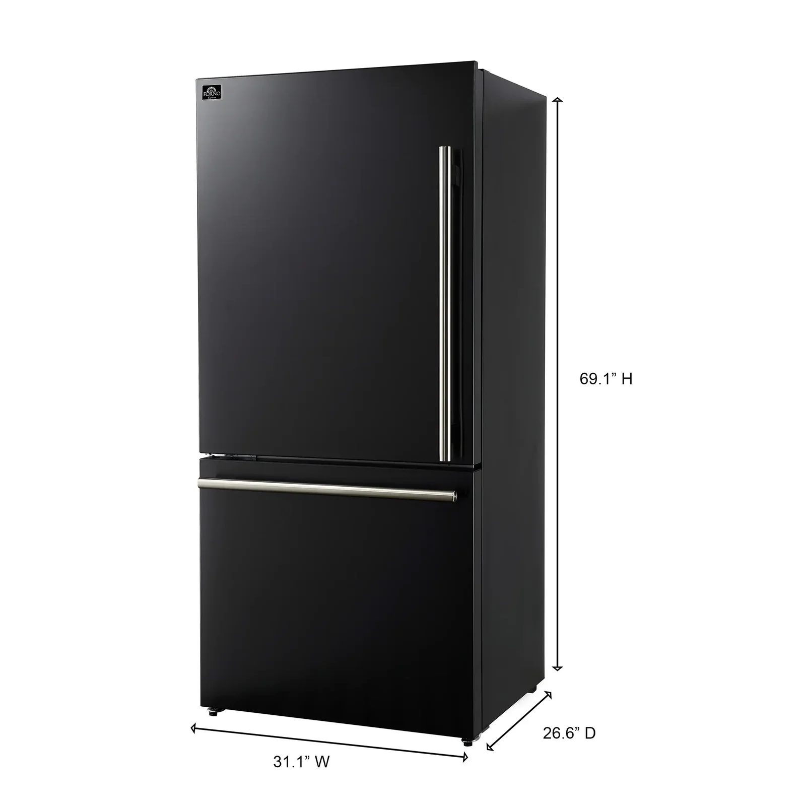 Forno Milano Espresso Package - 62-Inch, 34.4 cu. ft. Refrigerators with Bottom Freezers in Black with Antique Brass Handle (FFFFD1787-60BLK) - Image 13