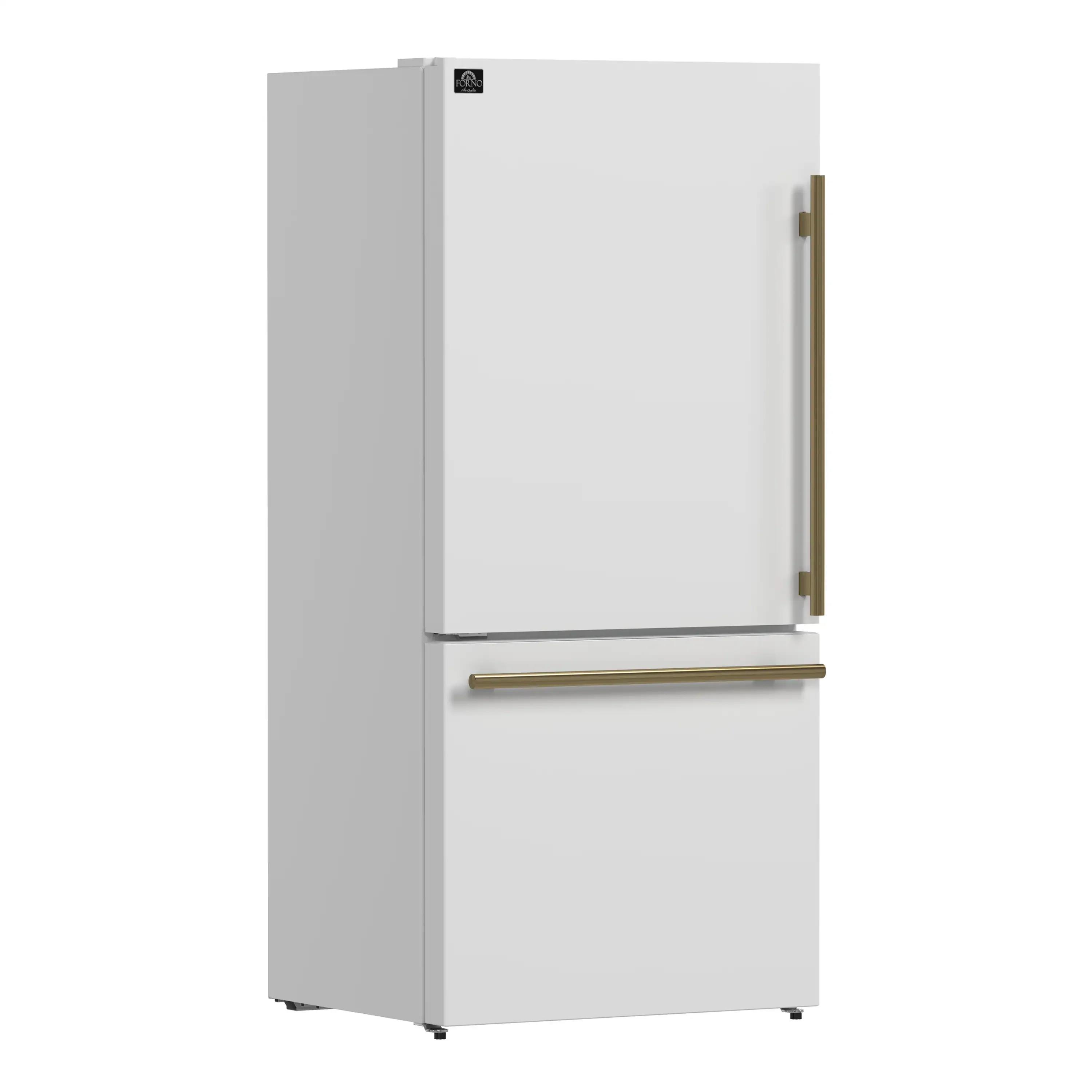Forno Milano Espresso Package - 62-Inch, 34.4 cu. ft. Refrigerators with Bottom Freezers in White with Antique Brass Handle (FFFFD1787-60WHT) - Image 3