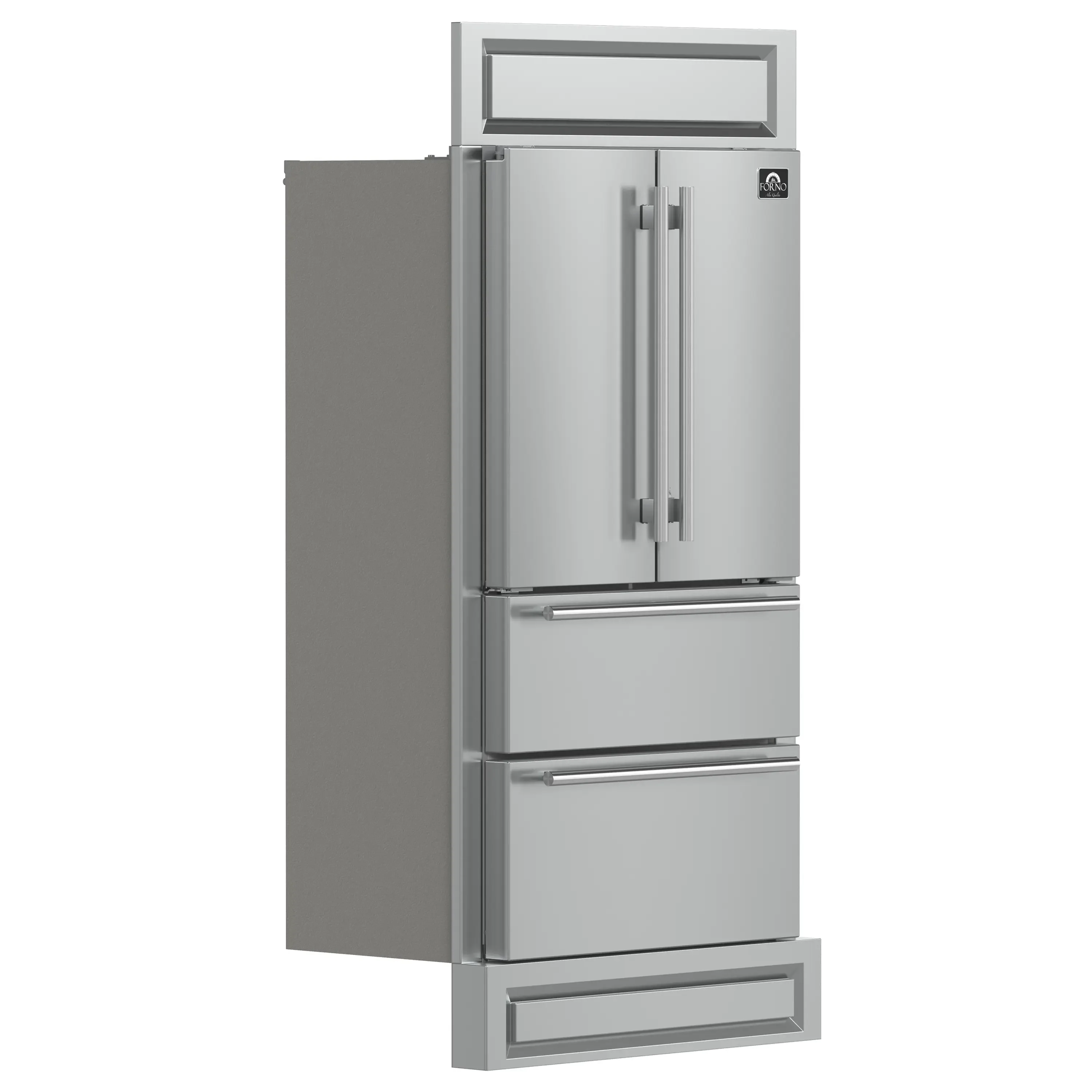 Forno Moena 36-Inch French Door 19.2 cu. ft Refrigerator with Modern Decorative Grille in Stainless Steel (FFRBI1820-40MG) - Image 4
