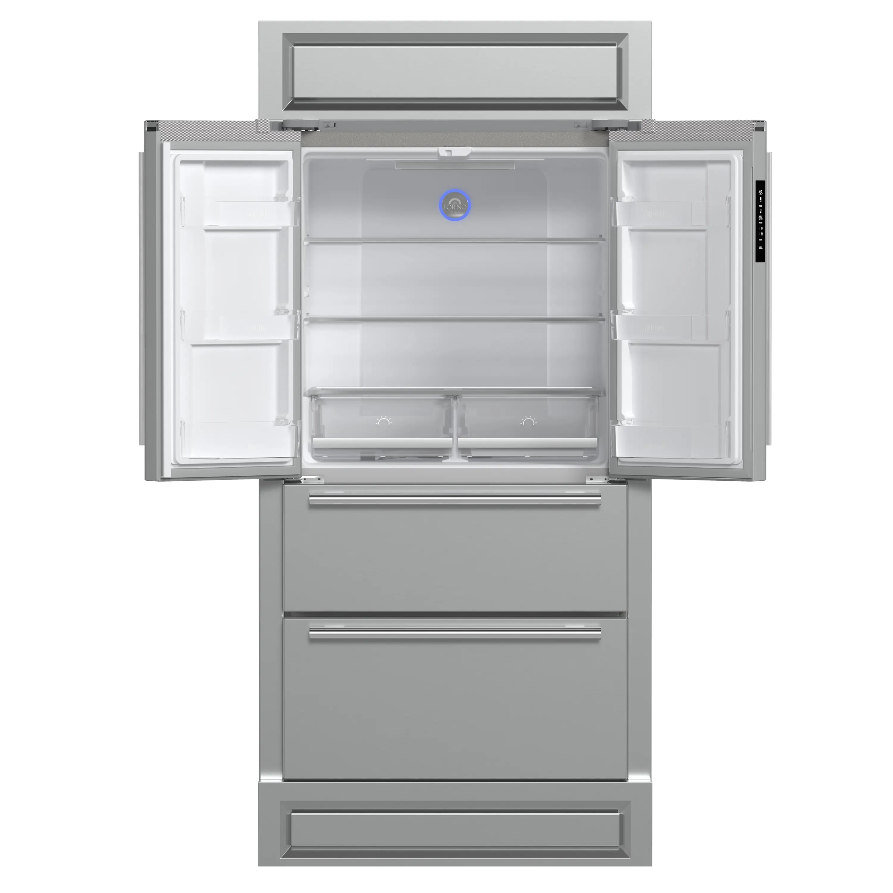 Forno Moena 36-Inch French Door 19.2 cu. ft Refrigerator with Modern Decorative Grille in Stainless Steel (FFRBI1820-40MG) - Image 5