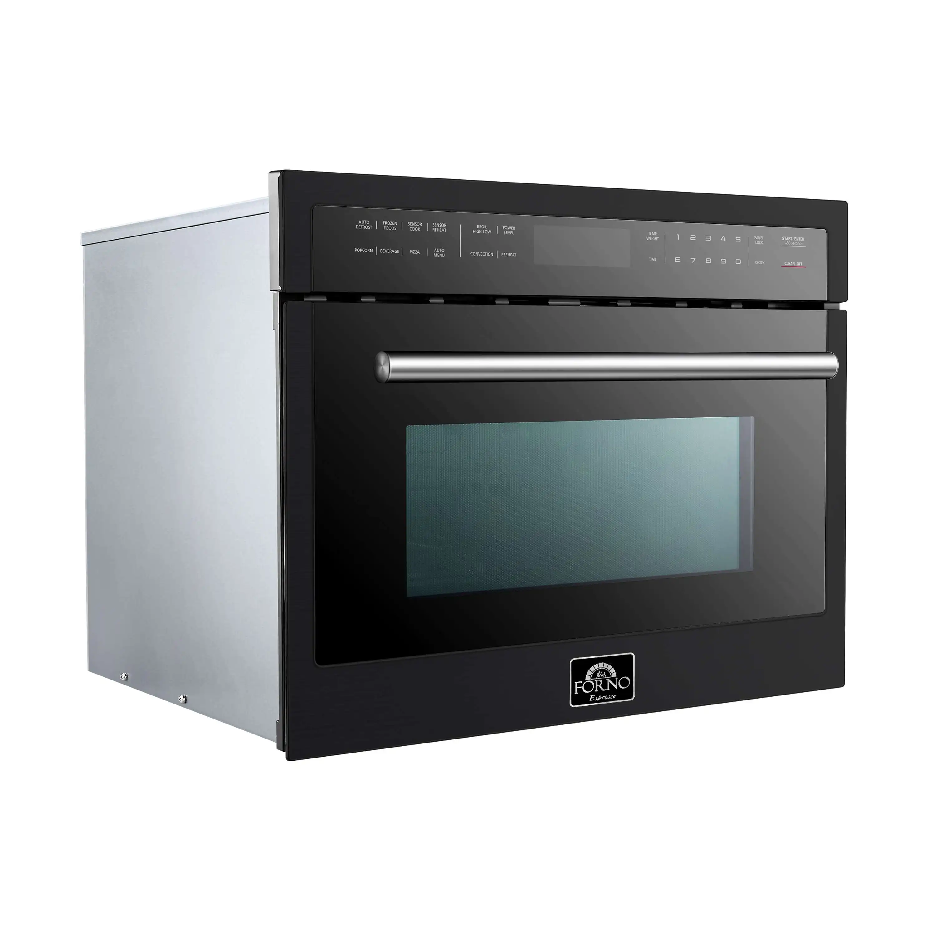 Forno Oliena Espresso 24-Inch 1.6 Cu.ft Microwave Oven in Black with Stainless Steel Handle (FMWDR3093-24BLK) - Image 2
