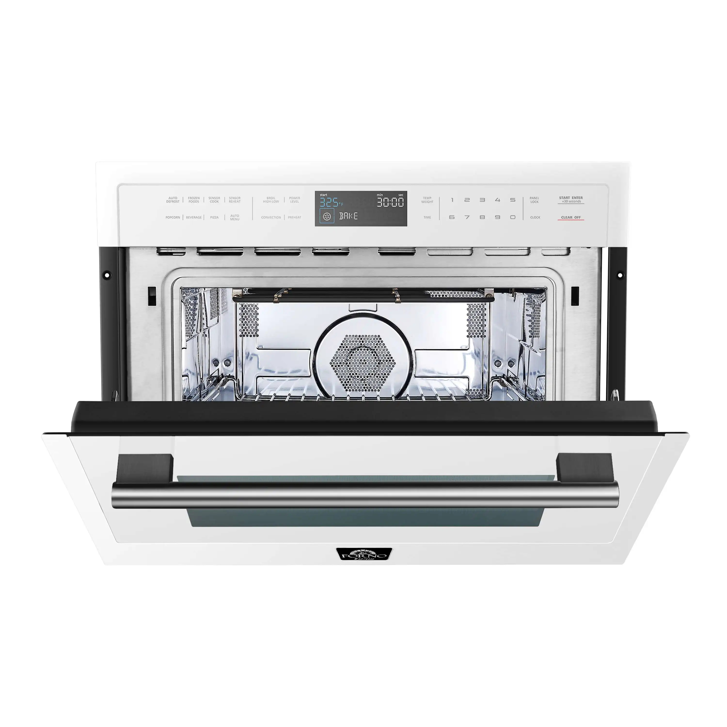 Forno Oliena Espresso 24-Inch 1.6 Cu.ft Microwave Oven in White with Antique Brass Trim (FMWDR3093-24WHT) - Image 3