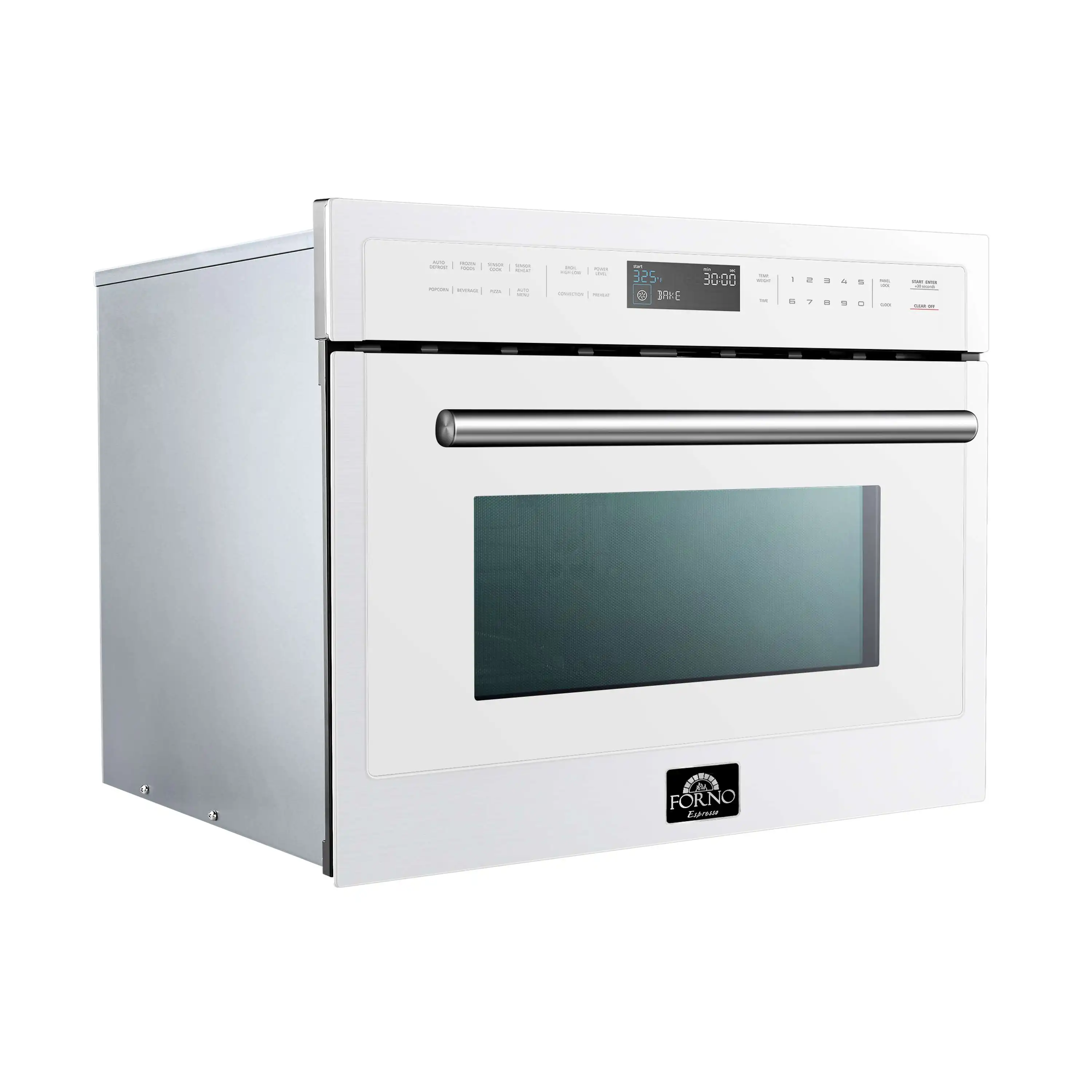 Forno Oliena Espresso 24-Inch 1.6 Cu.ft Microwave Oven in White with Stainless Steel Handle (FMWDR3093-24WHT) - Image 3